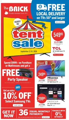 Preview of leaflet The Brick - Tent sale from shop The Brick is valid from Sep 03, 2026