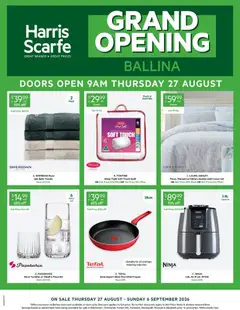 Preview of catalogue Harris Scarfe catalogue Grand Opening from shop Harris Scarfe valid 27/08/2026