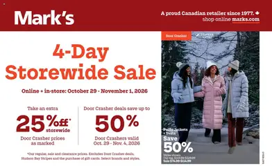 Preview of leaflet Mark's weekly flyer / circulaire from shop Mark's is valid from Oct 29, 2026