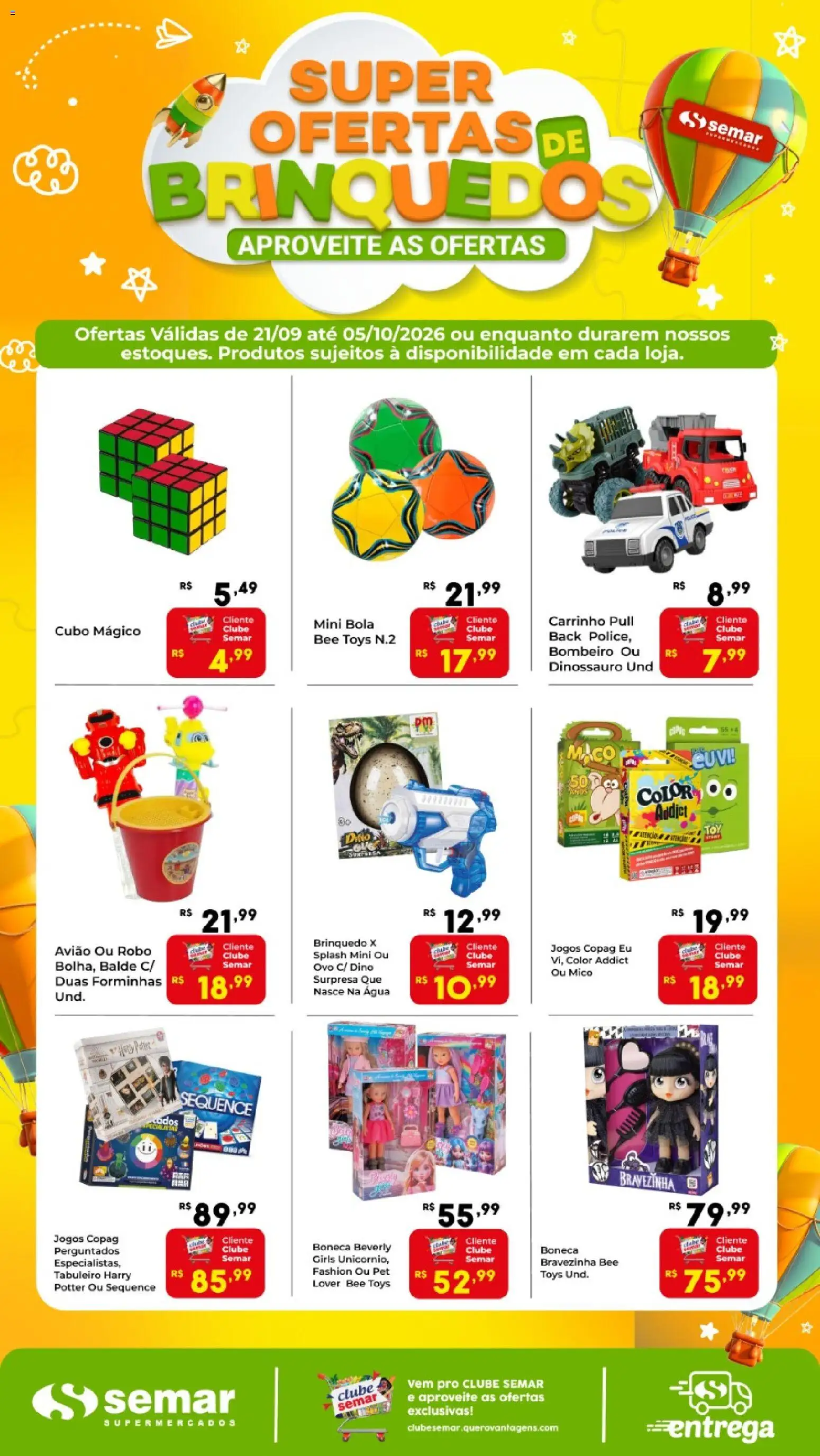 Pré-Visualização do folheto "Semar Supermercado ofertas Brinquedos" da loja Semar Supermercado válido a partir de 21/09/2026