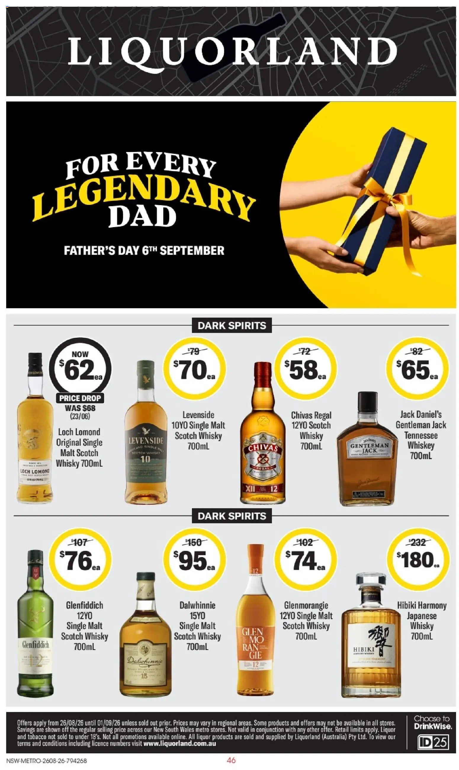 Preview of catalogue Liquorland OS 26/08 from shop Liquorland valid 26/08/2026 - Scotch whisky, Whiskey, Scotch, Jack Daniel’s