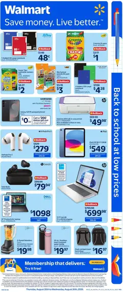 Un aperçu du dépliant Walmart flyer - Back to school du magasin Walmart est valide à partir 20 août 2026