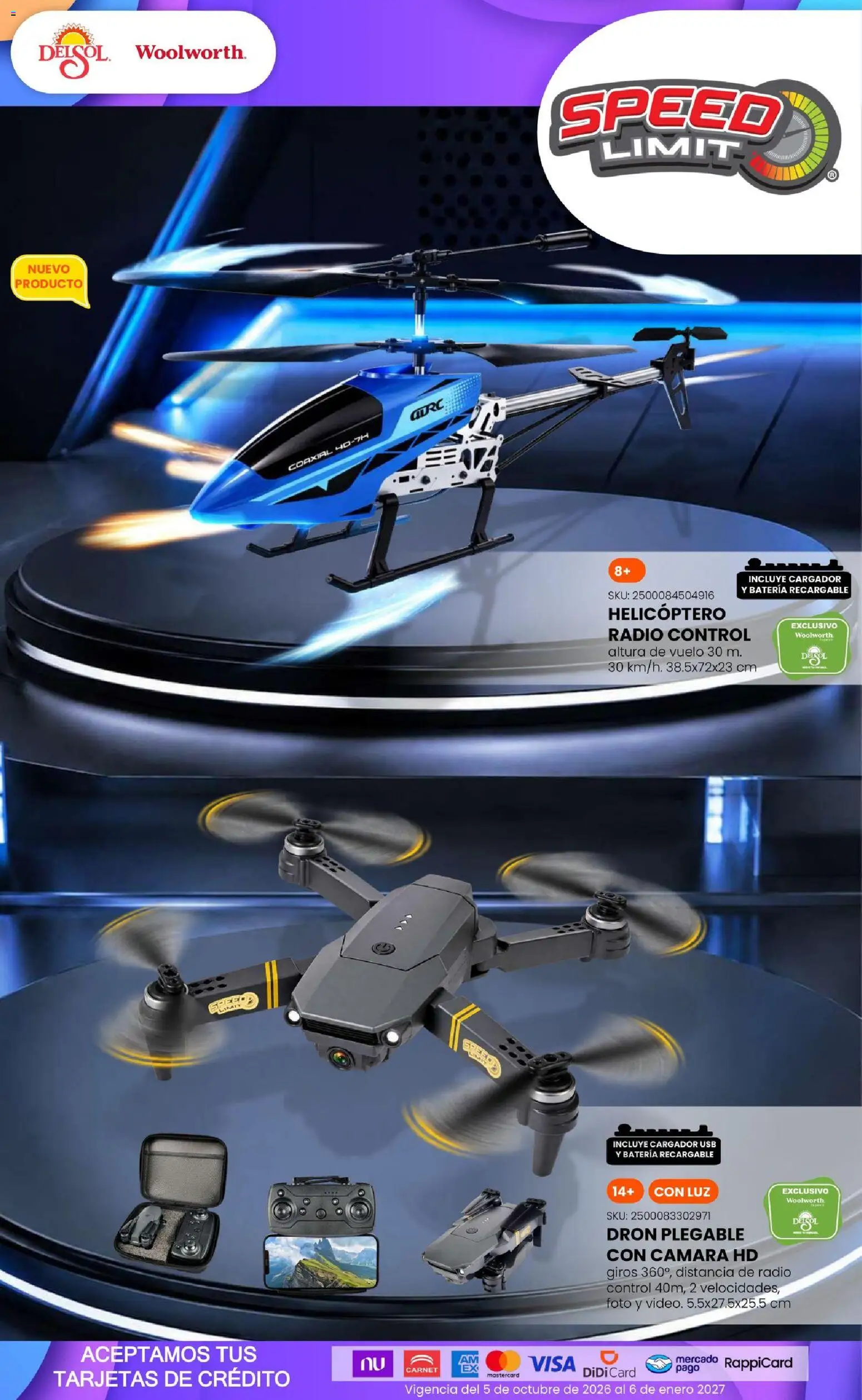 Vista previa las ofertas de la tienda Del Sol y Woolworth - Del Sol y Woolworth catálogo El Castillo del Juguete desde el 01/10/2026 - Radio, Cámara, Batería, Usb, Cargador