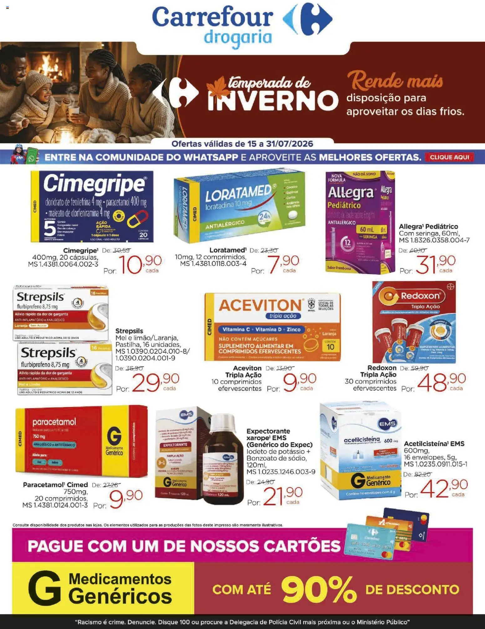 Pré-Visualização do folheto "Carrefour ofertas Drogaria Inverno" da loja Carrefour válido a partir de 15/07/2026