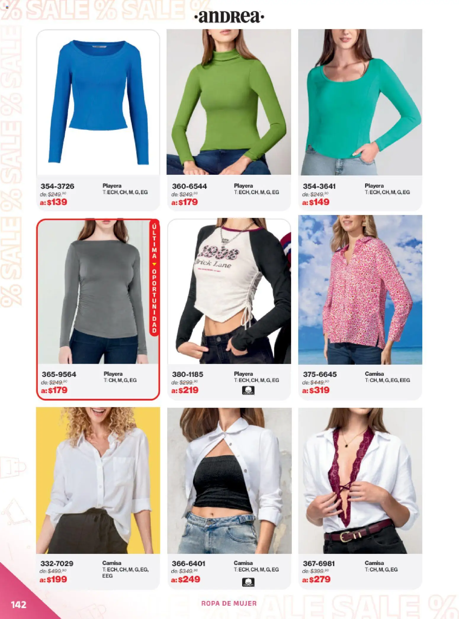 Vista previa las ofertas de la tienda Andrea - Catálogo Outlet desde el 21/12/2025 - Playera, Ropa, Camisa