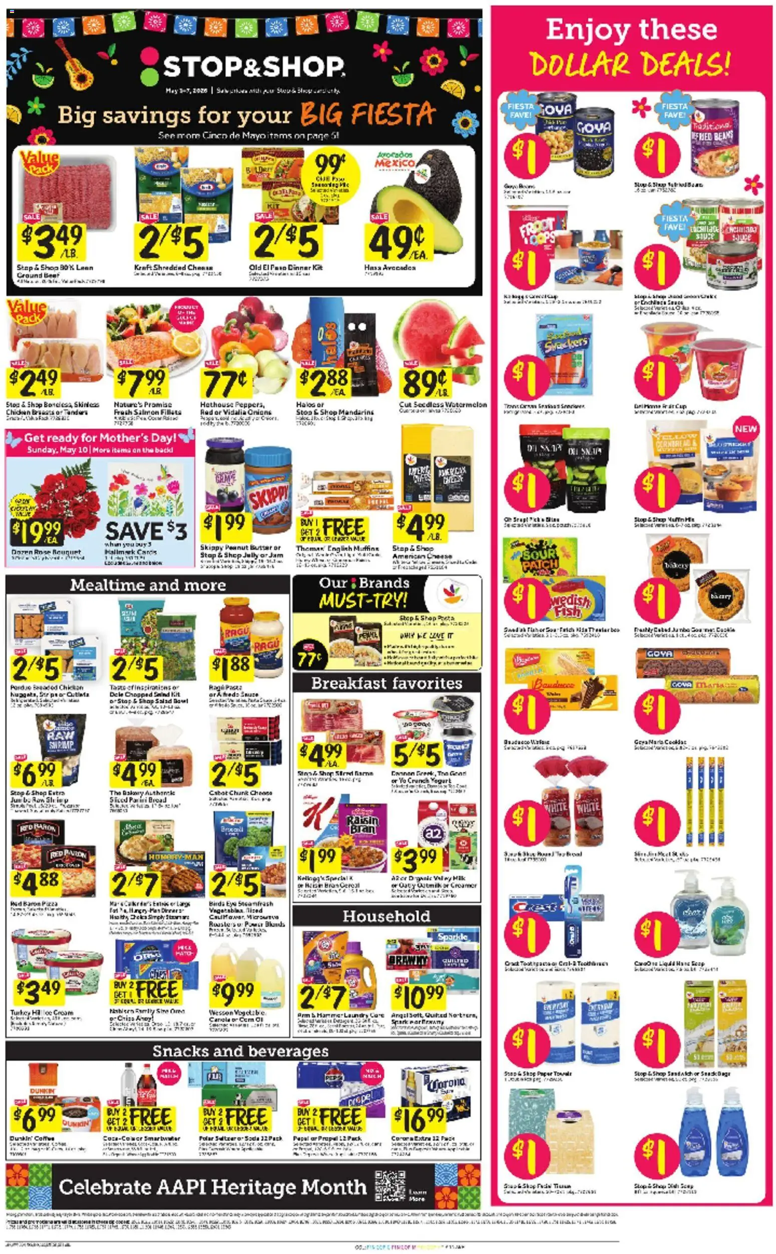 Ad Preview of Stop & Shop Stop & Shop Weekly Ad from 05/01/2026 - Pizza, Bakery, Fish, Watermelon, Mandarins, Sauce, Beverages, Fresh salmon