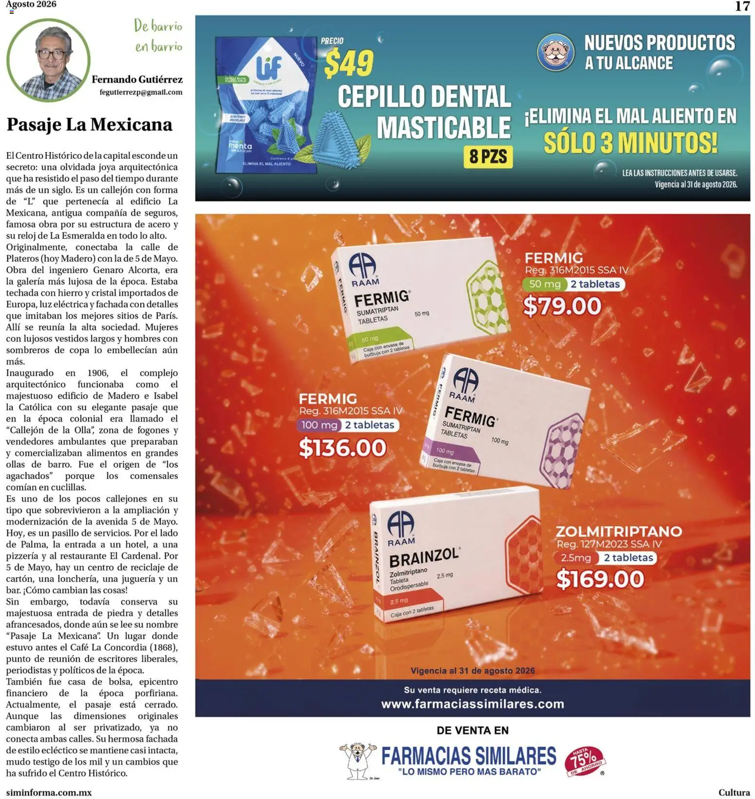 Vista previa las ofertas de la tienda Farmacias Similares - Farmacias Similares catálogo desde el 01/08/2026 