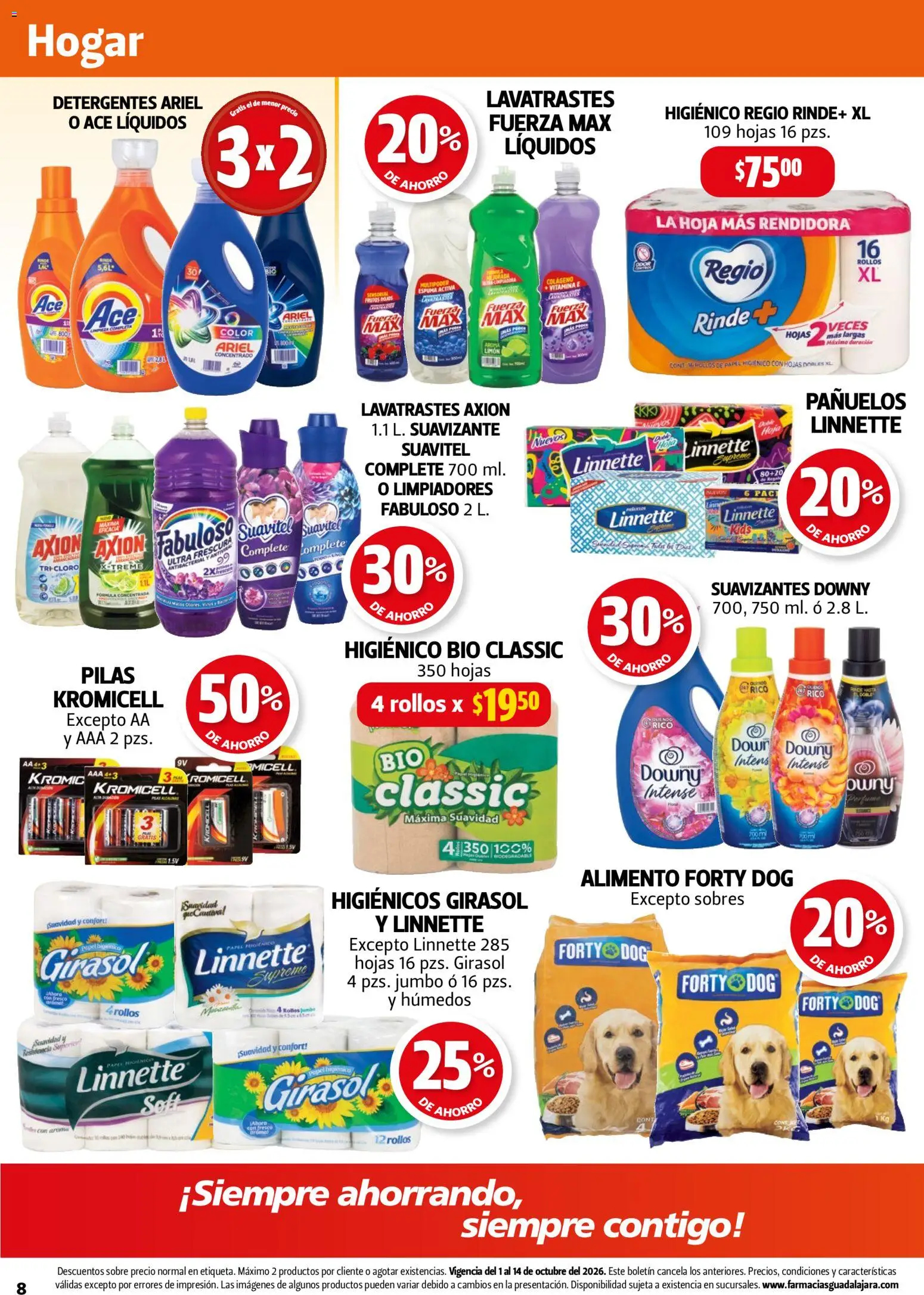 Vista previa las ofertas de la tienda Farmacia Guadalajara - Farmacia Guadalajara catálogo desde el 01/10/2026 - Limón, Papel higiénico, Cloro, Sobre, Pilas, Espuma, Suavizante