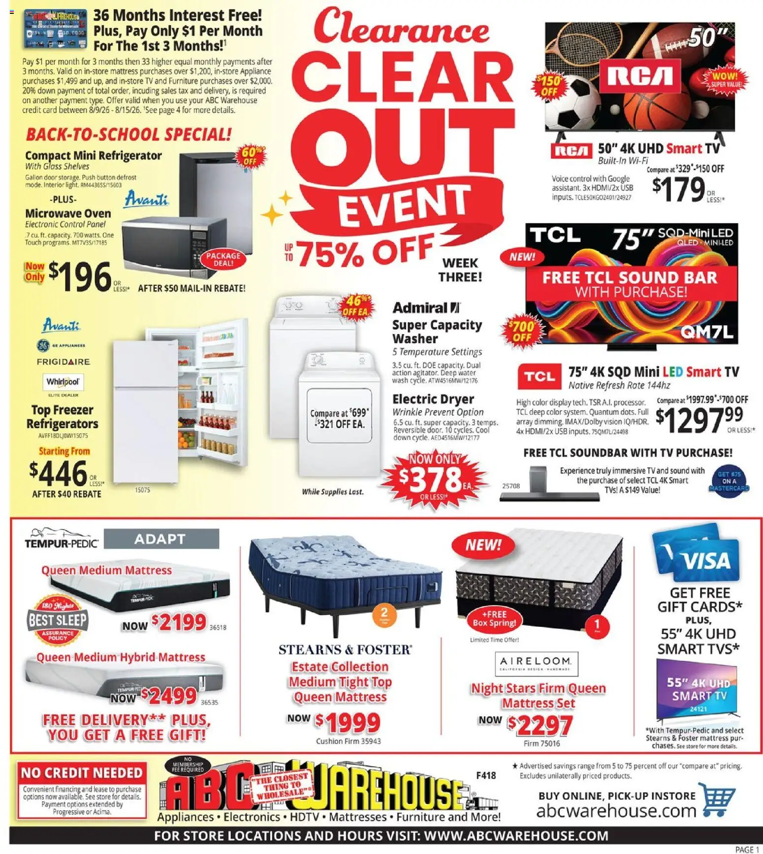 Ad Preview of ABC Warehouse ABC Warehouse Weekly Ad from 08/09/2026