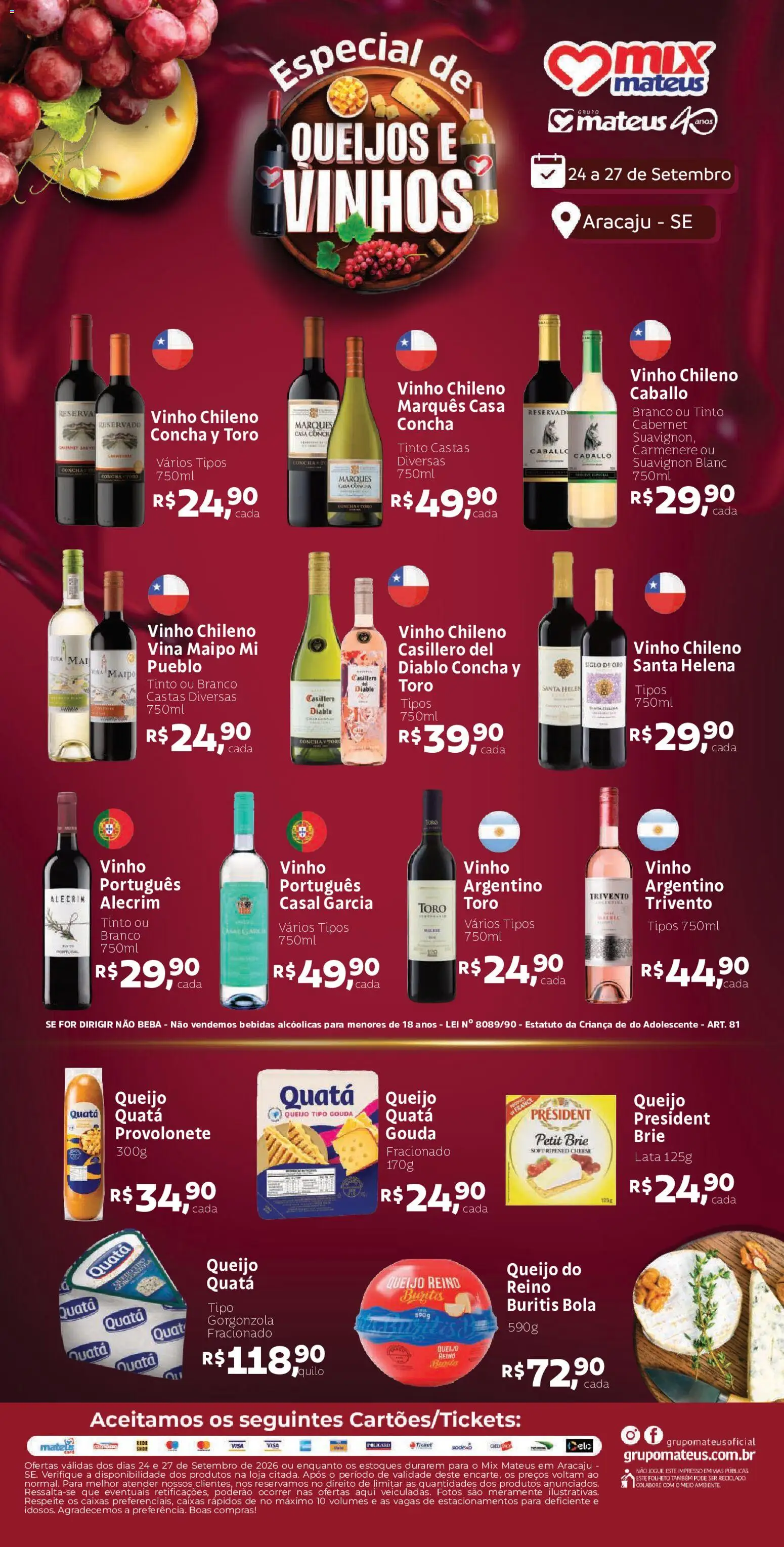 Pré-Visualização do folheto "Mateus ofertas Queijos e Vinhos" da loja Mateus válido a partir de 24/09/2026