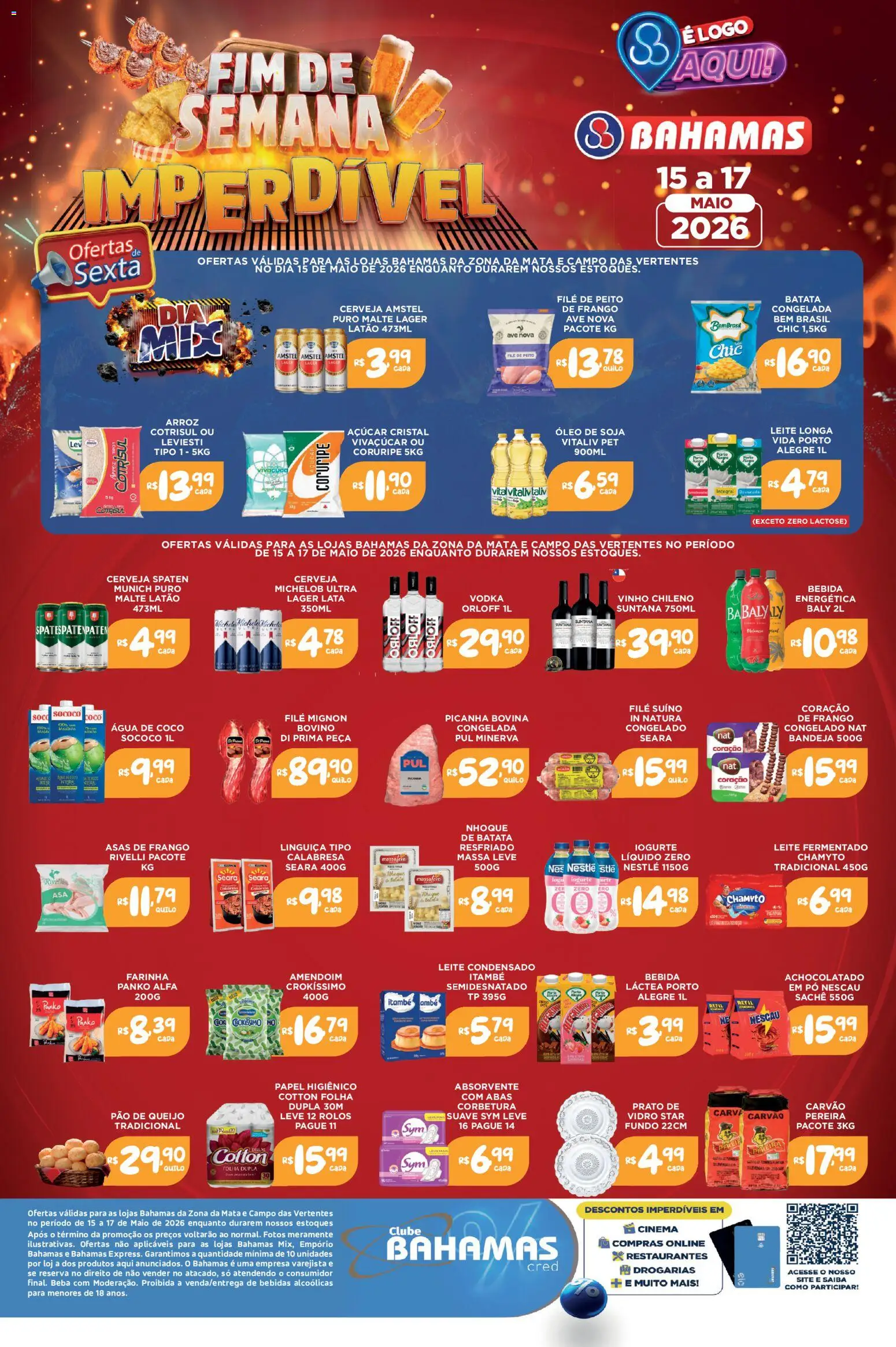 Pré-Visualização do folheto "Bahamas Supermercados ofertas Fim de Semana Imperdível" da loja Bahamas Supermercados válido a partir de 15/05/2026