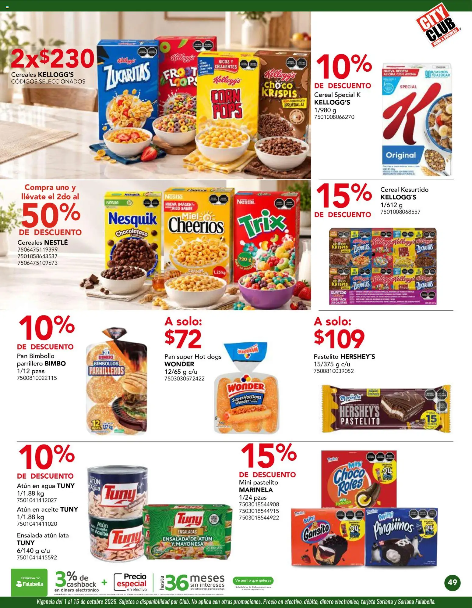 Vista previa las ofertas de la tienda City Club - City Club catálogo desde el 01/10/2026 - Agua, Ensalada, Cereales, Avena, Aceite, Atún, Mayonesa, Ensalada de atún