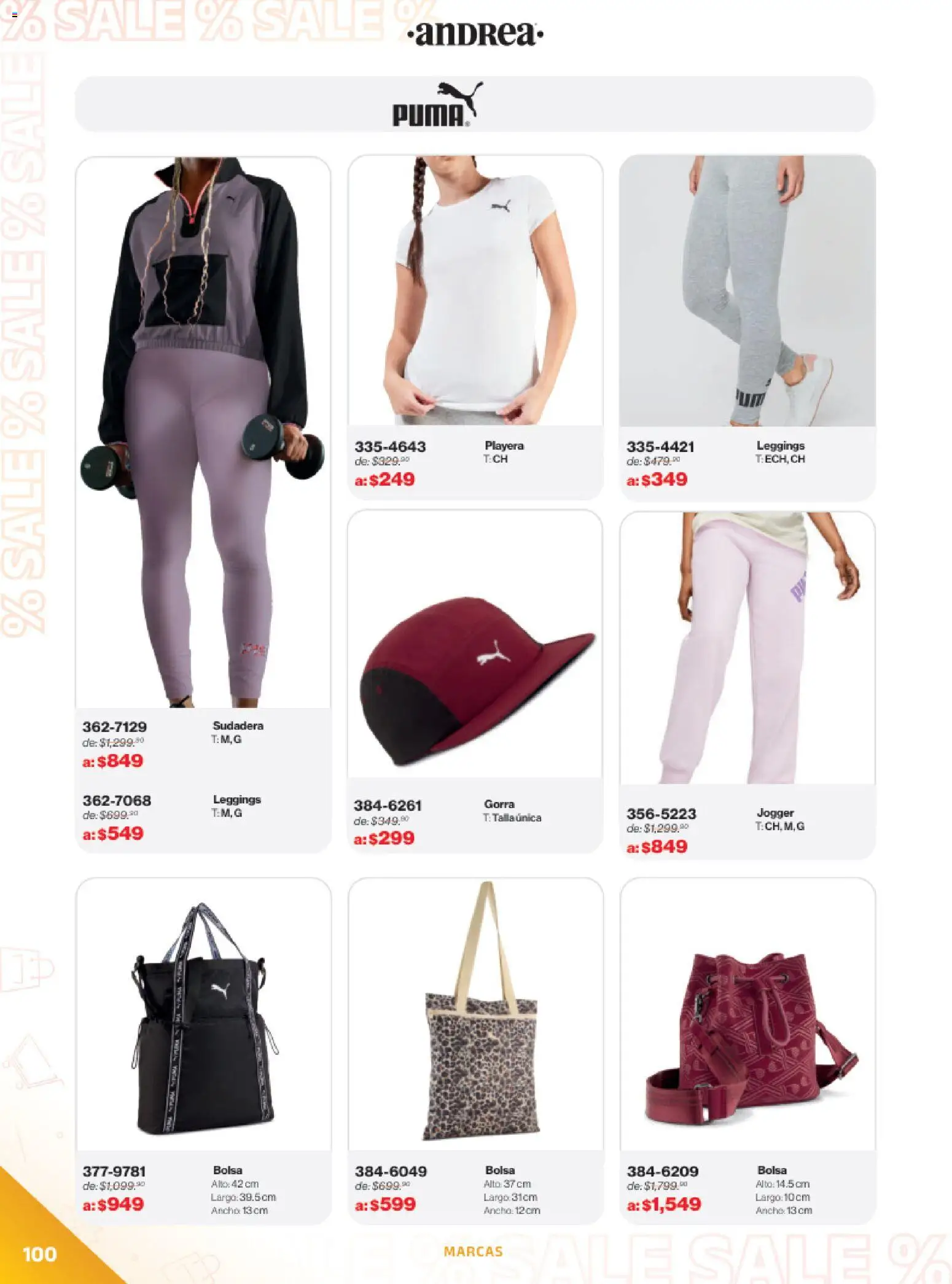 Vista previa las ofertas de la tienda Andrea - Catálogo Outlet desde el 21/12/2025 - Gorra, Playera, Bolsa, Sudadera, Leggings