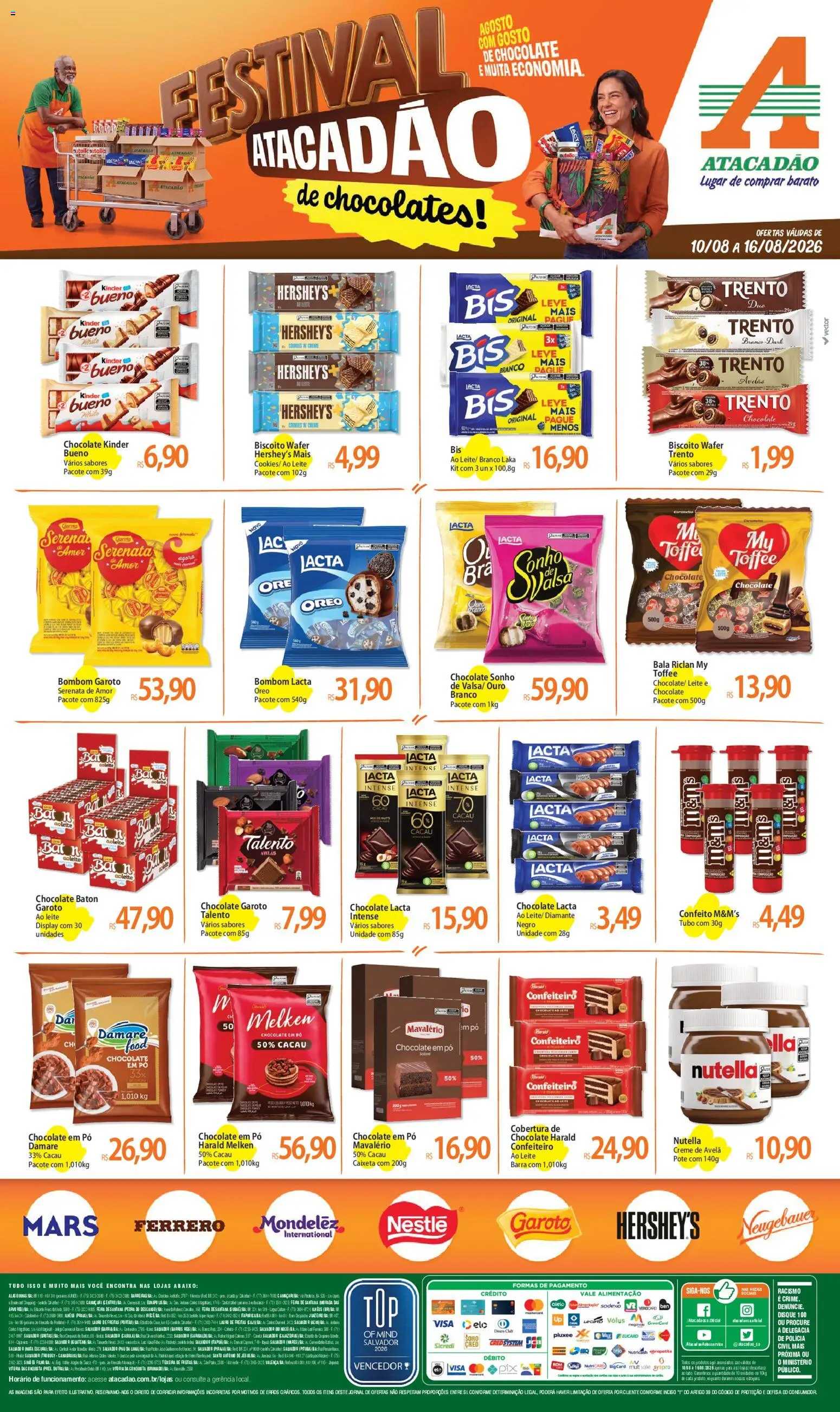 Pré-Visualização do folheto "Atacadão ofertas - BA" da loja Atacadão válido a partir de 10/08/2026 - Leite, Bombom, Leite em pó, Bala, Pó, Avelãs, Avelã, Neugebauer