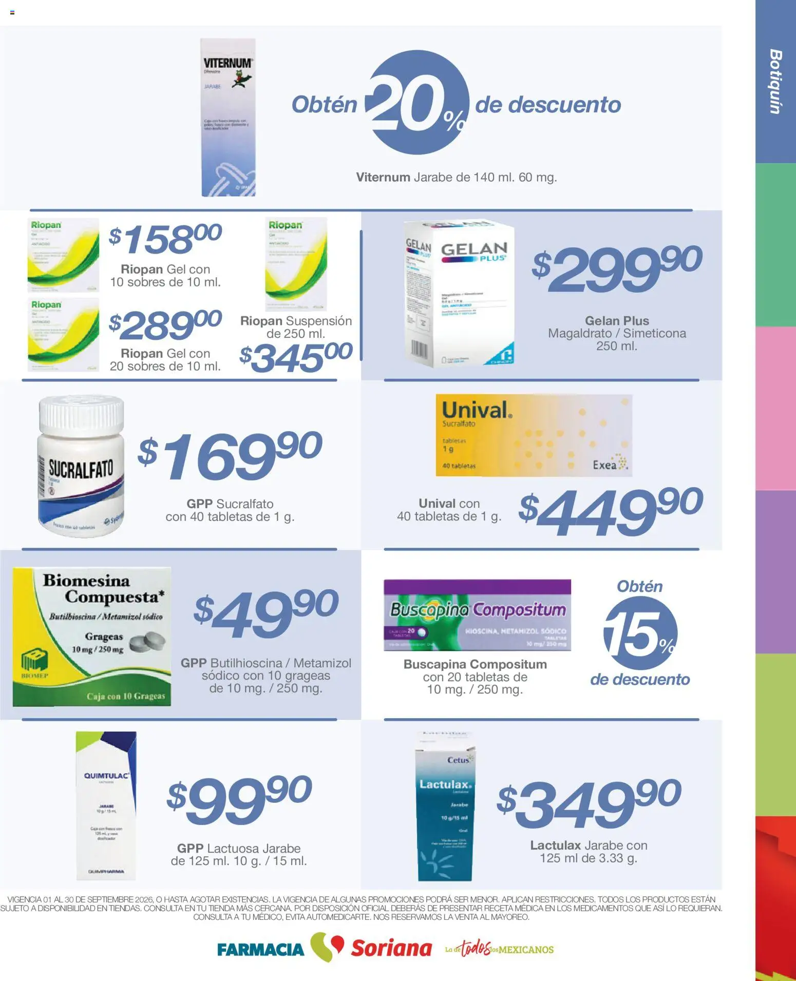 Vista previa las ofertas de la tienda Soriana - Soriana Folleto Farmacia Soriana Híper Nacional desde el 01/09/2026 