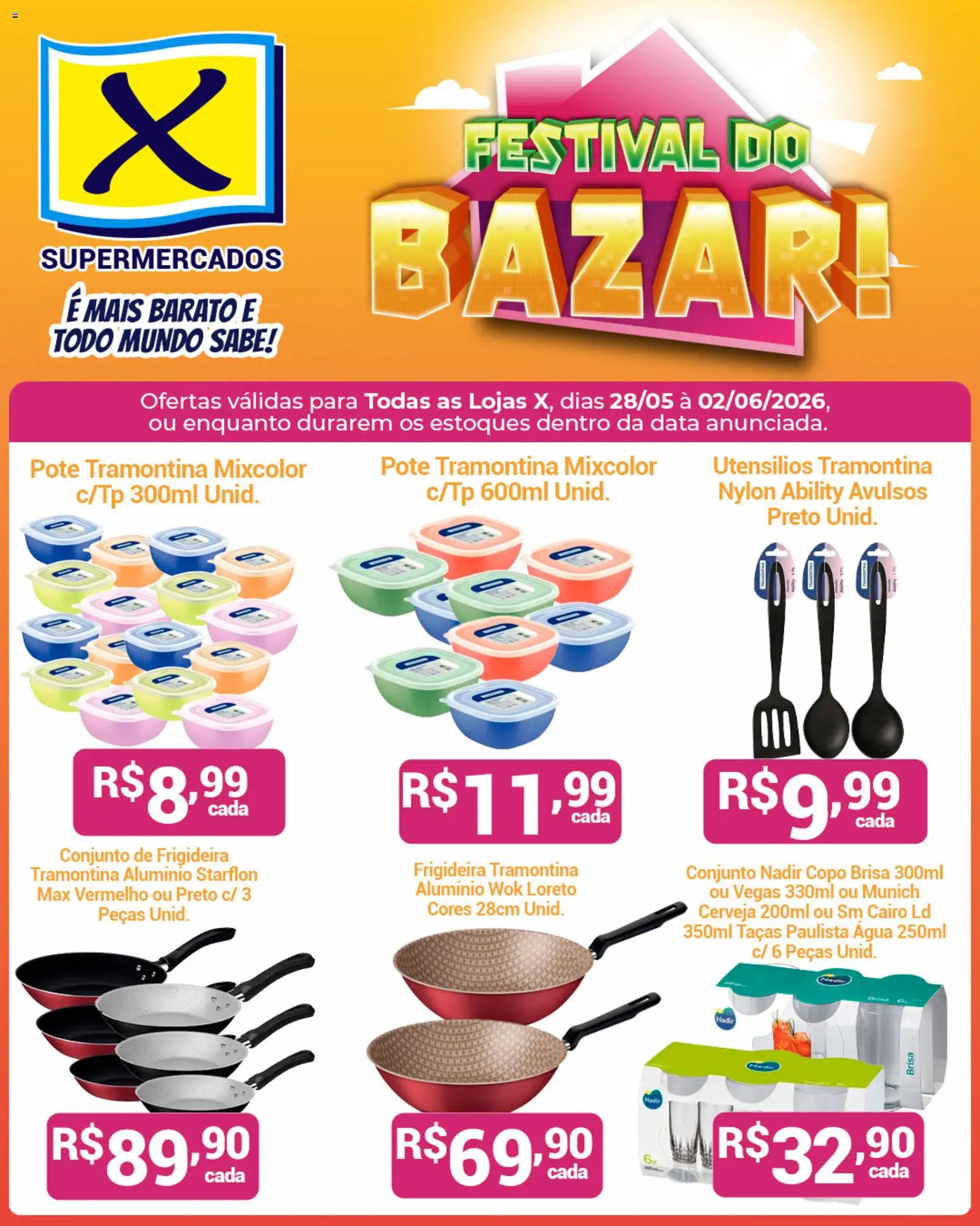 Pré-Visualização do folheto "X Supermercados ofertas Bazar" da loja X Supermercados válido a partir de 28/05/2026