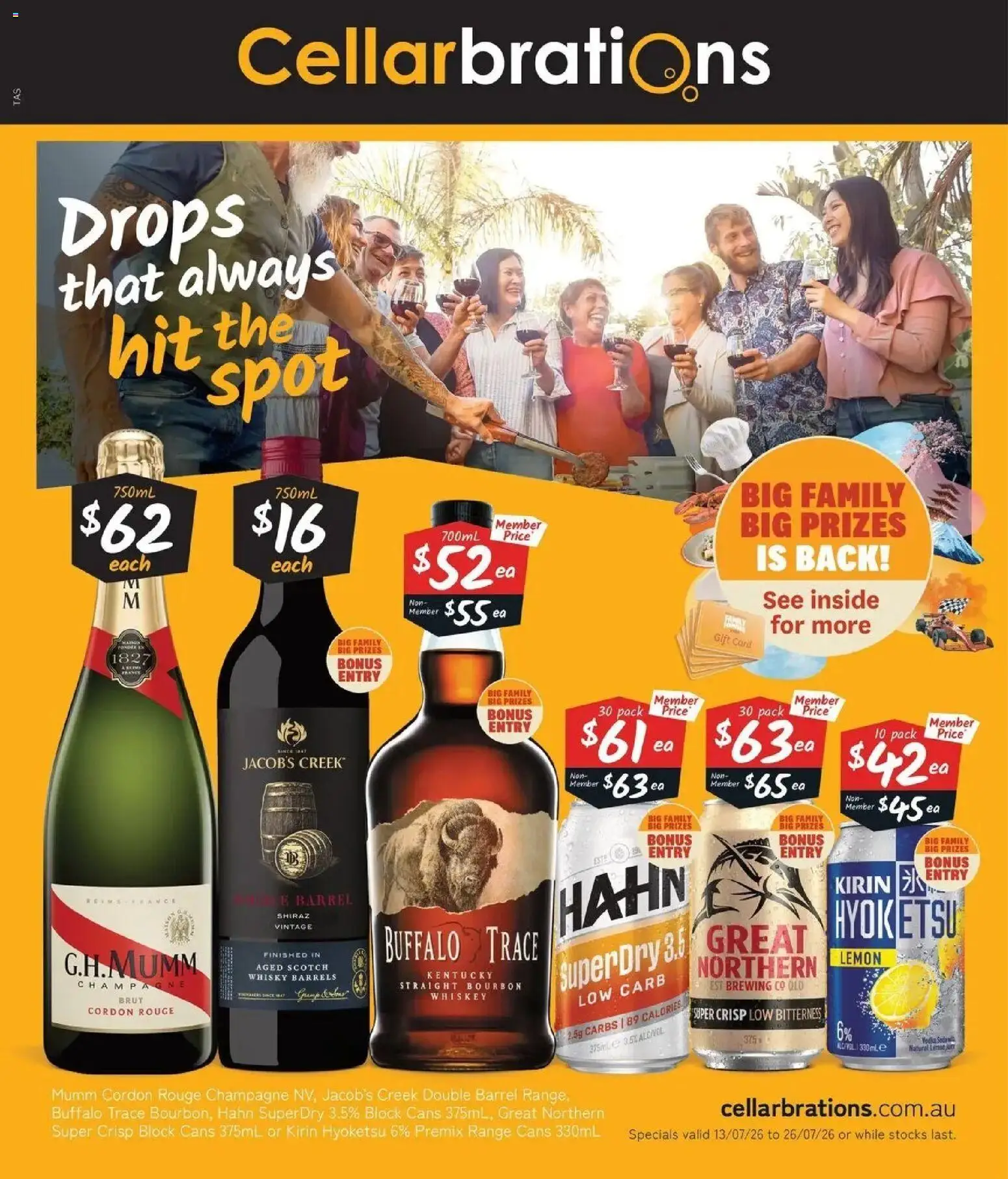 Preview of catalogue Cellarbrations catalogue Kingston from shop Cellarbrations valid 13/07/2026 - Champagne, Bourbon, Whiskey, Lemon, Scotch