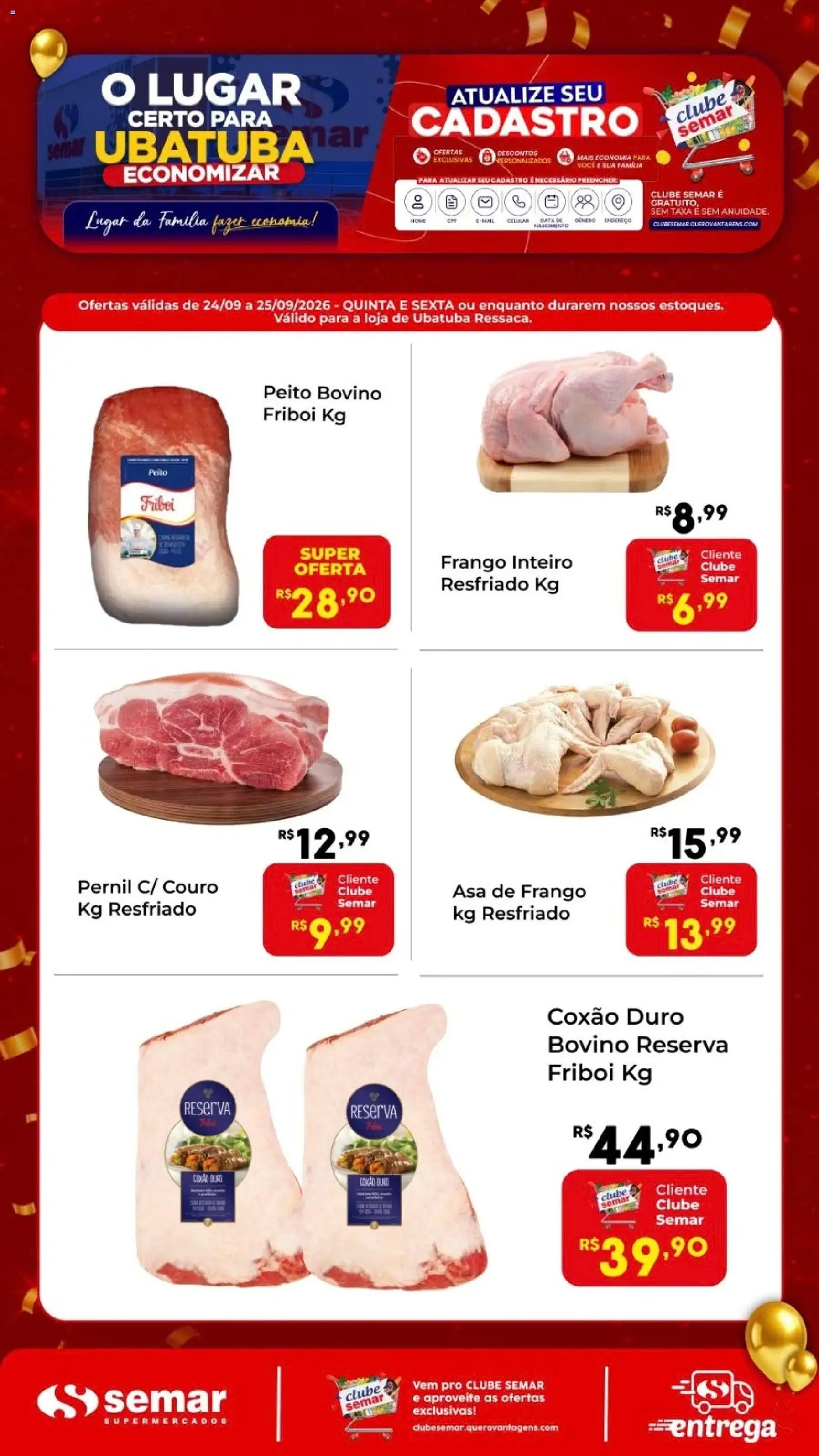 Pré-Visualização do folheto "Semar Supermercado ofertas Carne" da loja Semar Supermercado válido a partir de 24/09/2026