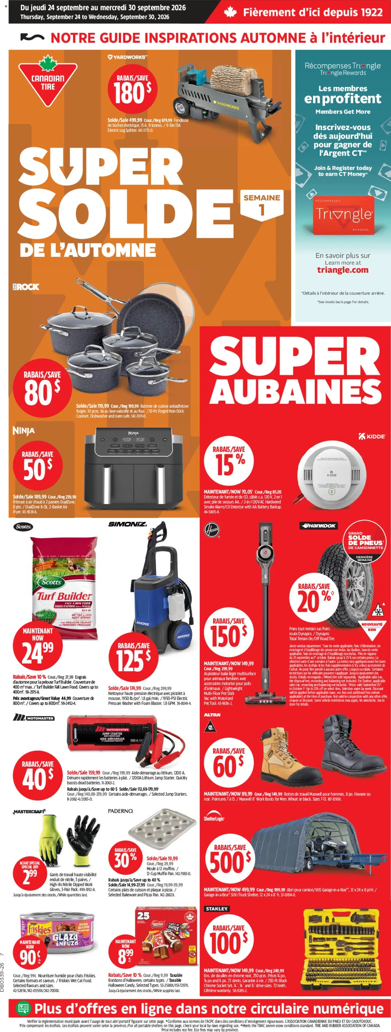 Preview of leaflet Canadian Tire circulaire - Super solde from shop Canadian Tire is valid from Sep 24, 2026