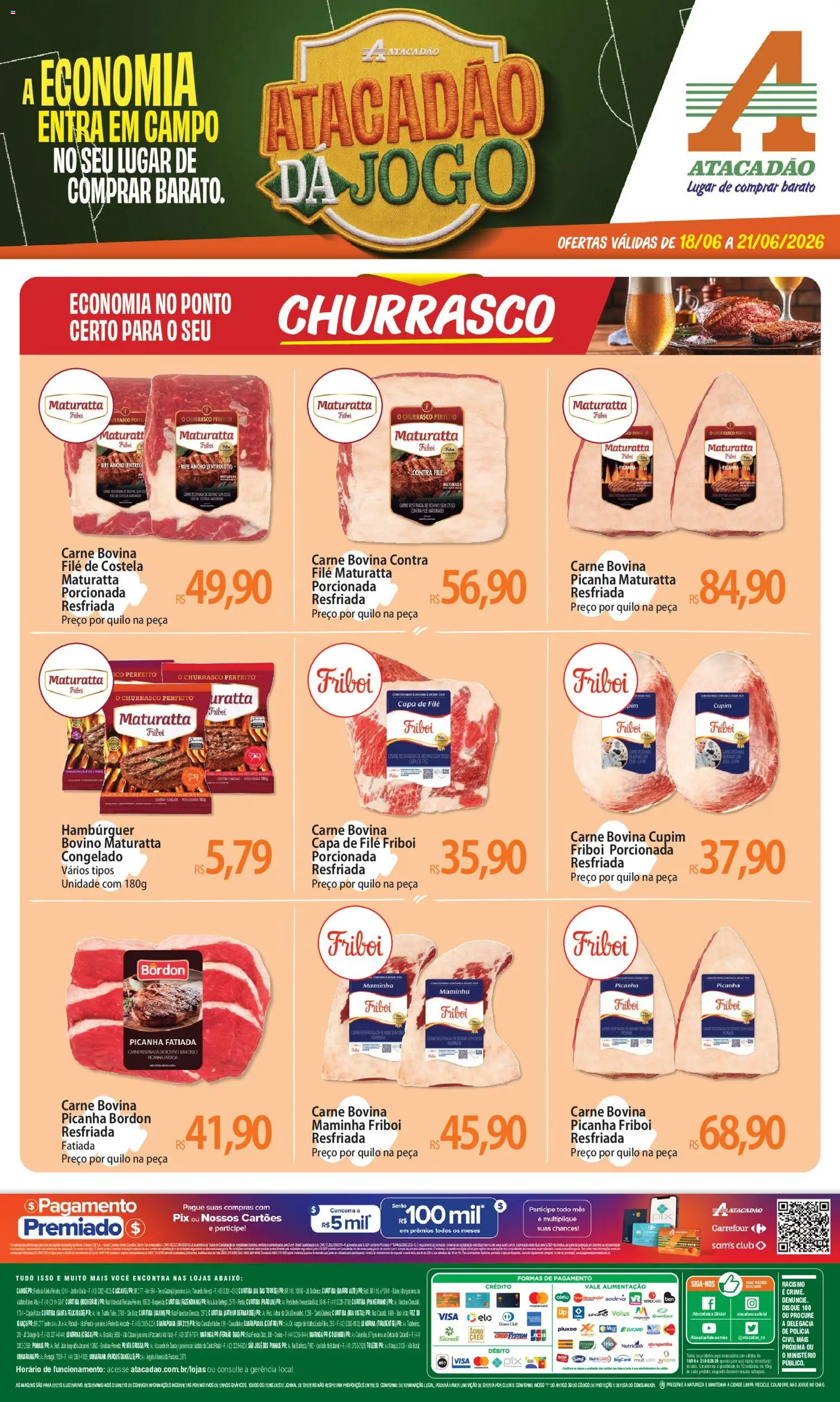 Pré-Visualização do folheto "Atacadão ofertas - PR" da loja Atacadão válido a partir de 18/06/2026 - Picanha, Carne, Chá, Bife ancho, Pó, Carne bovina, Maminha, Contra filé