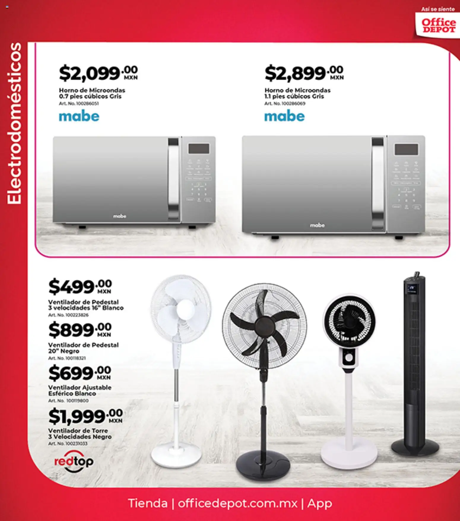 Vista previa las ofertas de la tienda Office Depot - Office Depot catálogo desde el 01/04/2026 - Ventilador, Microondas, Horno de microondas, Horno, Ventilador de pedestal