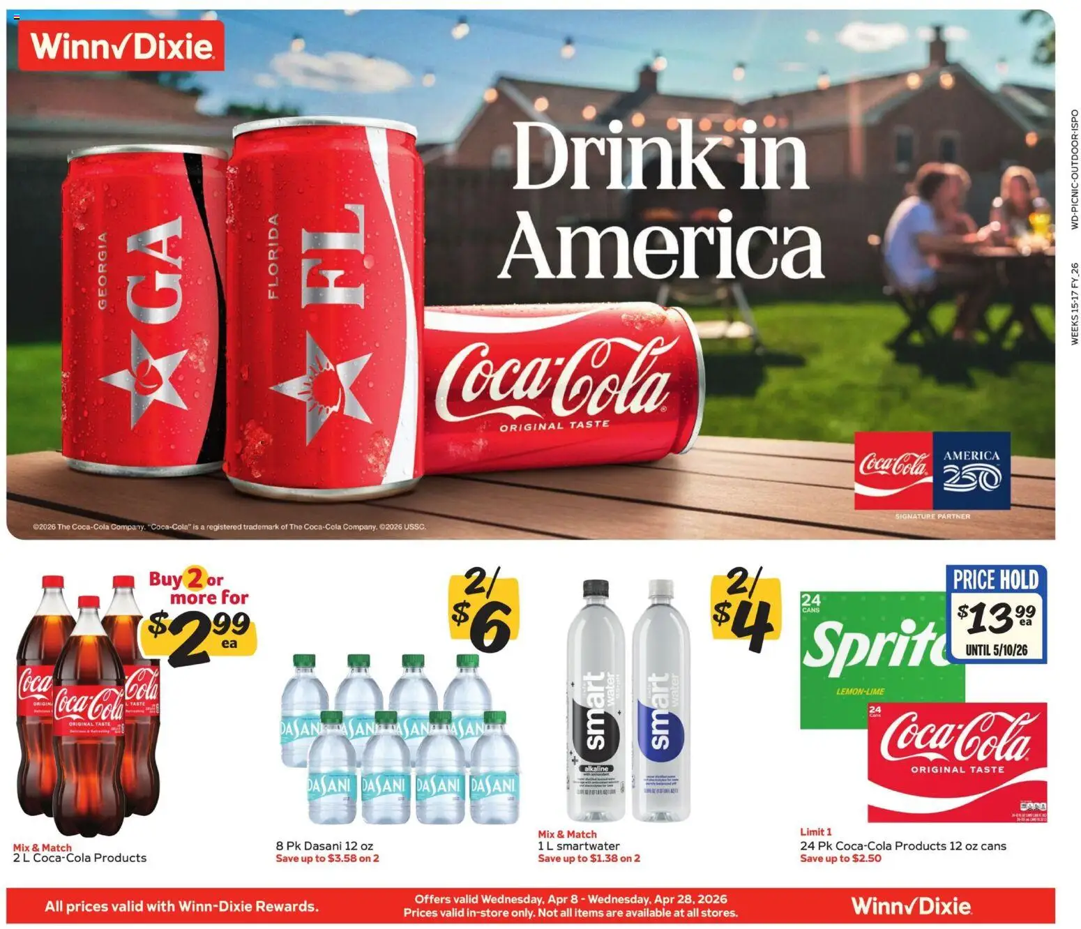 Ad Preview of Winn Dixie Winn Dixie In-Store Flyer from 04/08/2026 - Water, Sprite
