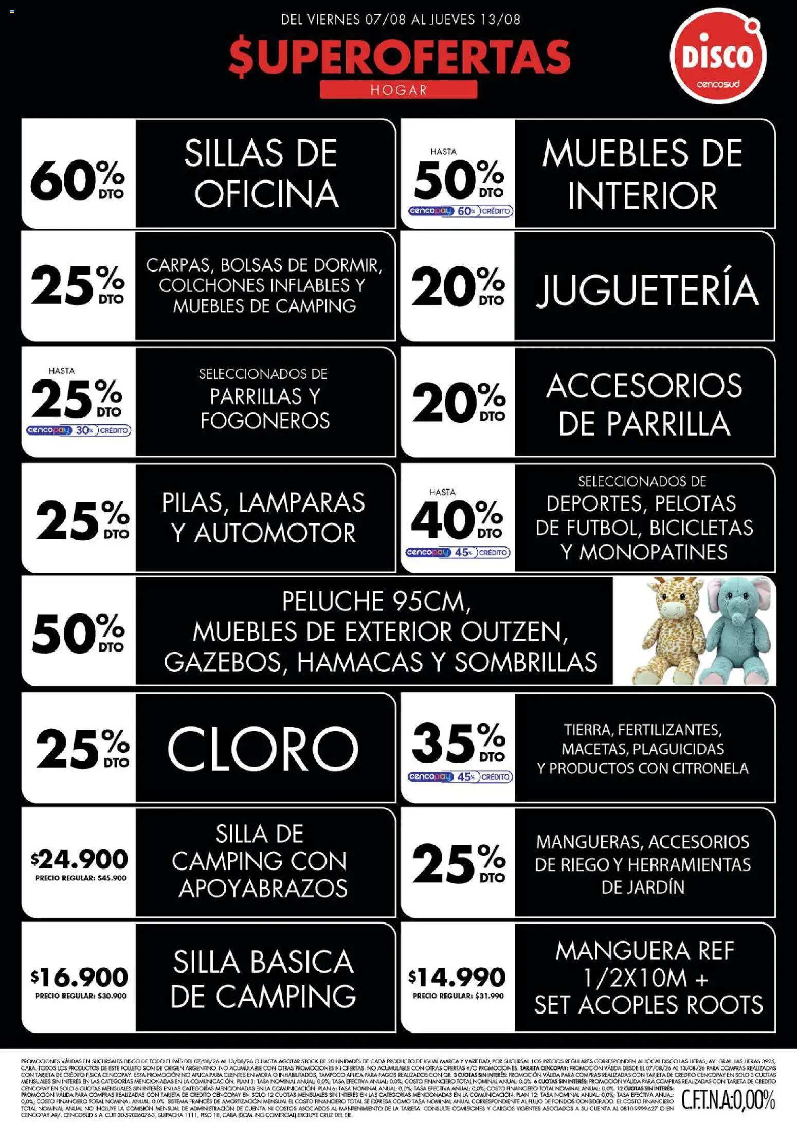 Vista previa del folleto de la tienda Disco válido desde el 07/08/2026 - Disco, Parrilla, Silla, Herramientas, Lámparas, Citronela, Manguera