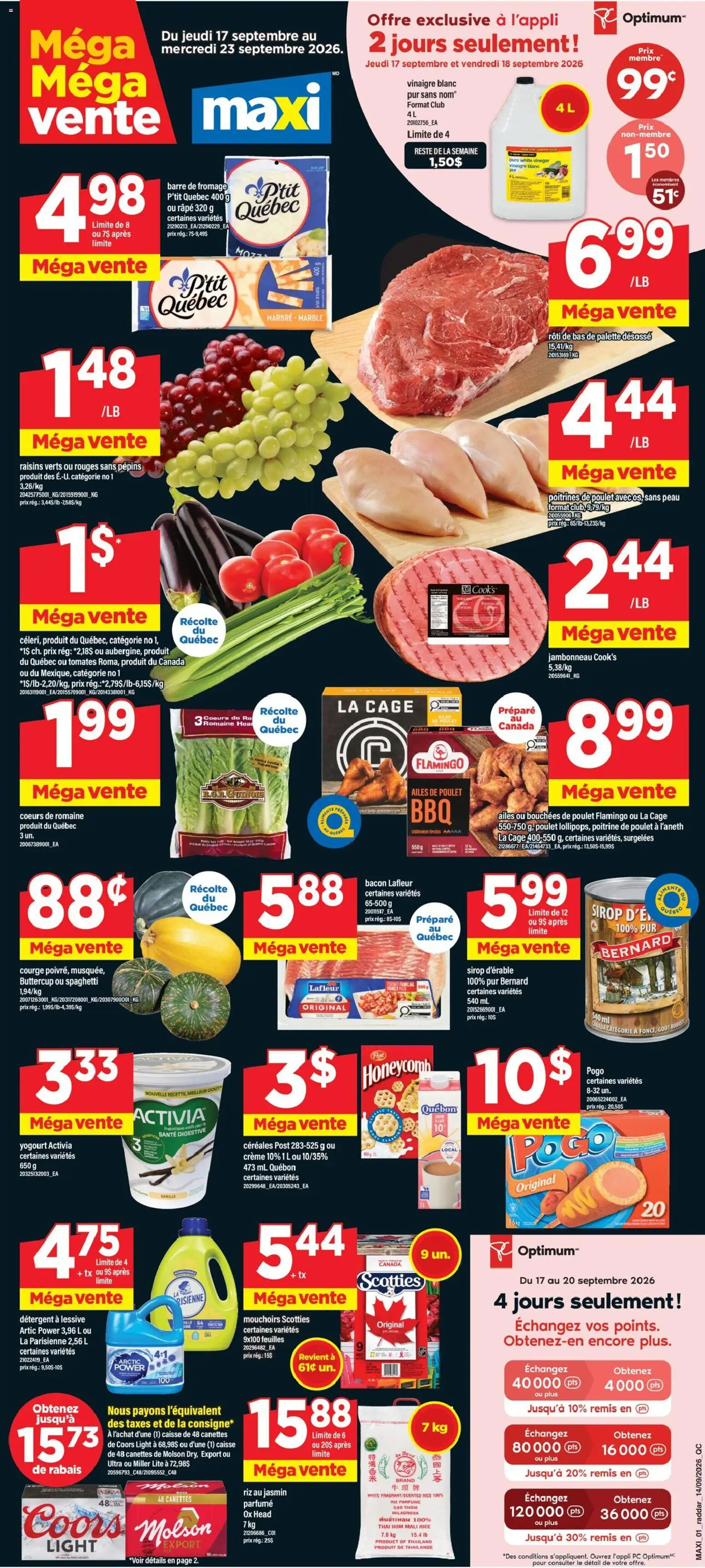 Preview of leaflet Maxi weekly flyer / circulaire from shop Maxi is valid from Sep 17, 2026