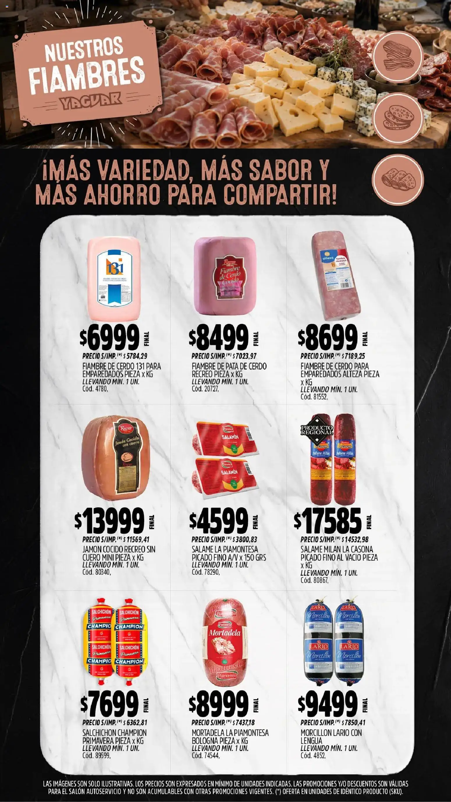 Vista previa del folleto de la tienda Yaguar válido desde el 31/08/2026 - Cerdo, Mortadela, Morcilla, Salame, Jamón cocido, Jamón, Pata de cerdo