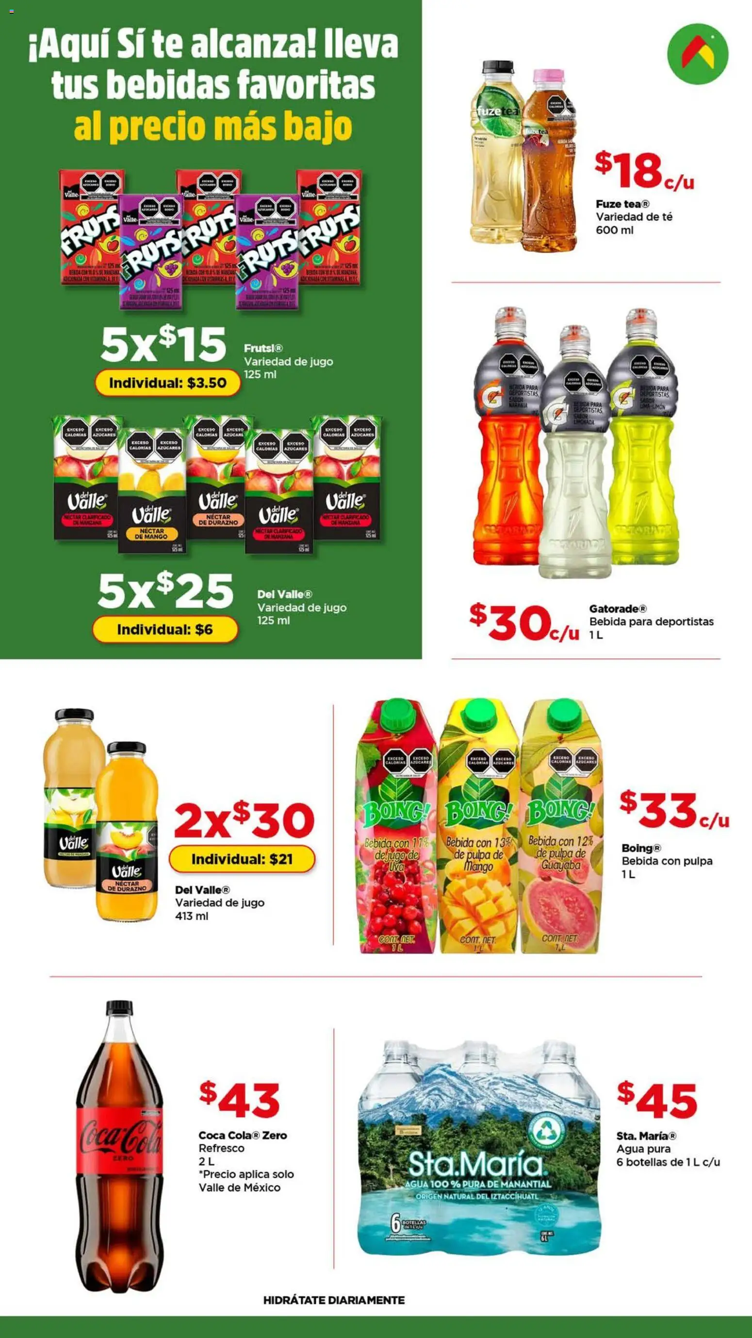 Vista previa las ofertas de la tienda Bodega Aurrerá - Bodega Aurrerá folleto Aprovecha todo para tu desayuno desde el 22/04/2026 - Agua, Mango, Té, Manzana, Jugo, Durazno, Refresco, Limonada