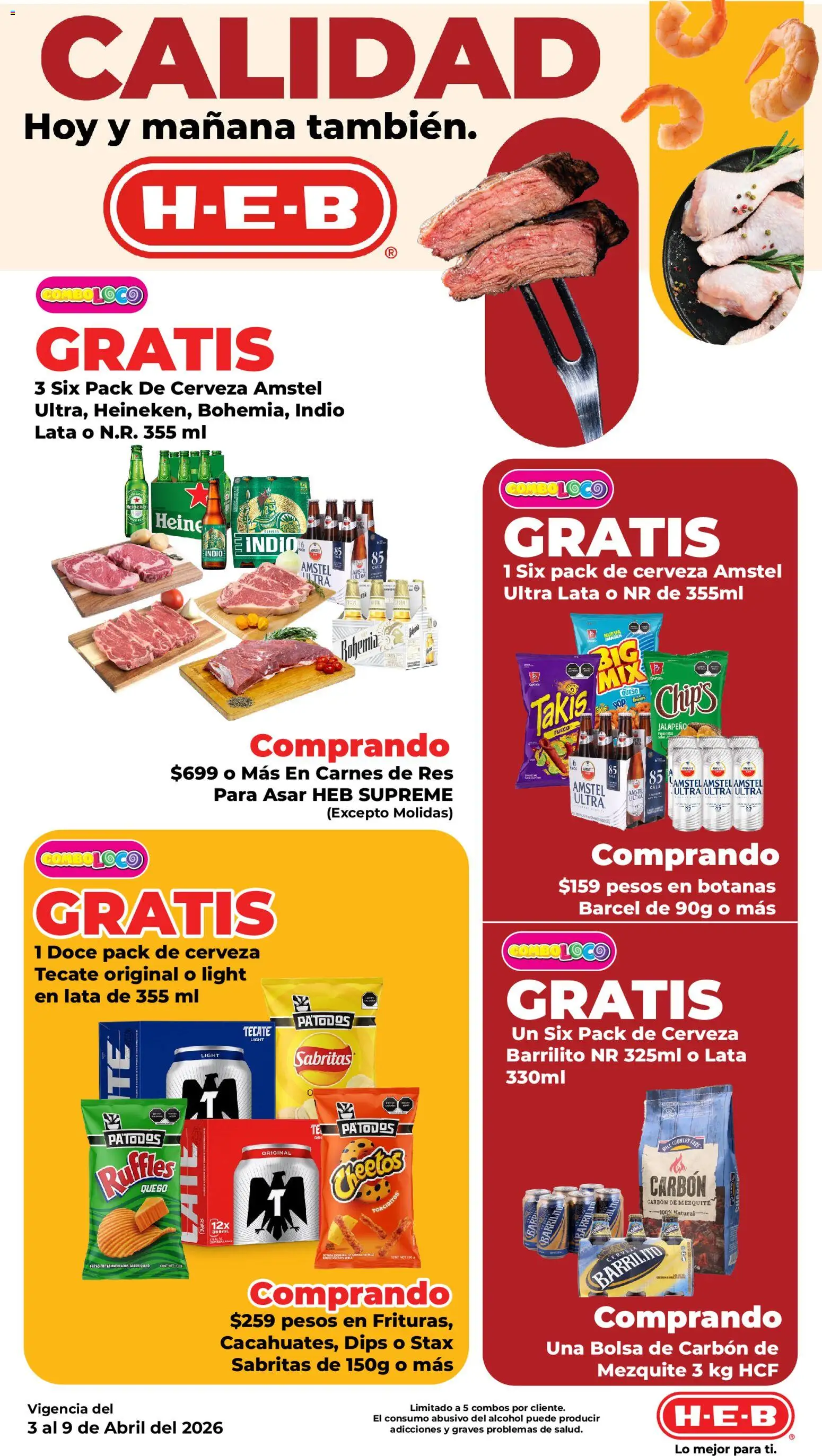 Vista previa las ofertas de la tienda H-E-B - H-E-B folleto desde el 03/04/2026 - Papas, Cerveza, Bolsa, Alcohol, Queso, Papas fritas, Res