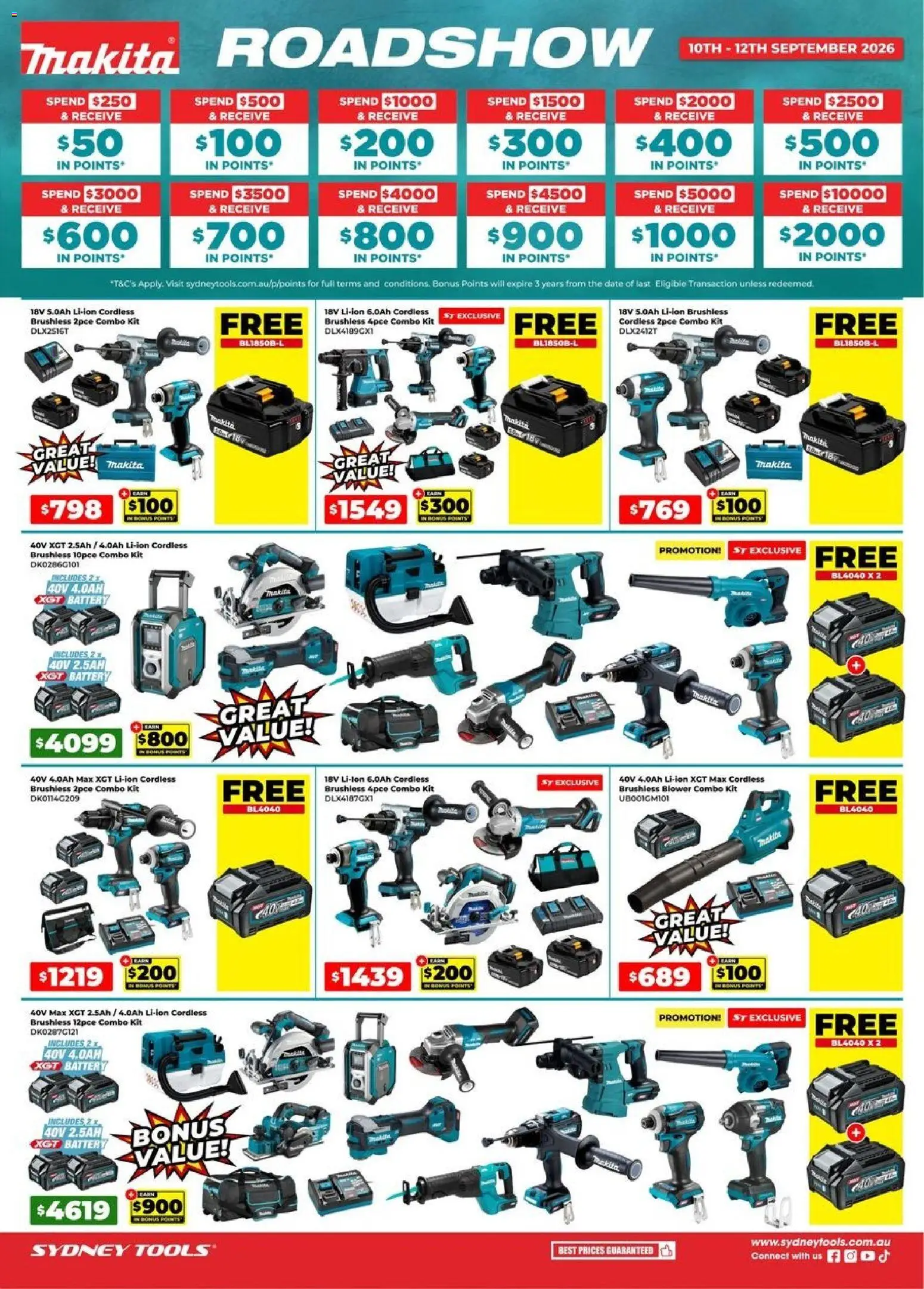 Preview of catalogue Sydney Tools catalogue from shop Sydney Tools valid 10/09/2026 - Battery, Date, Tools