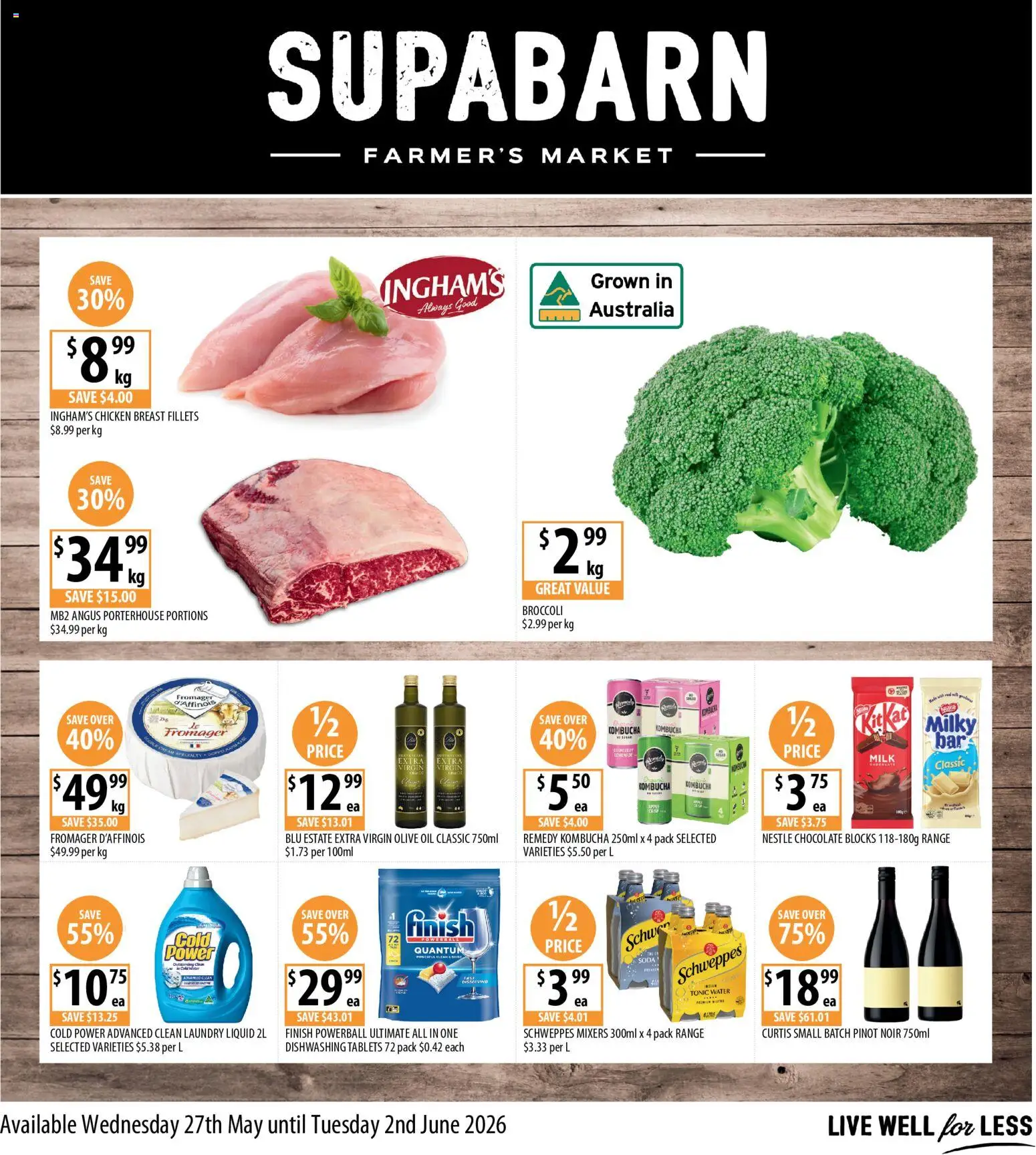 Preview of catalogue Supabarn catalogue from shop Supabarn valid 27/05/2026 - Oil, Chocolate, Olive oil, Tonic, Water, Extra virgin olive oil, Laundry, Tablets