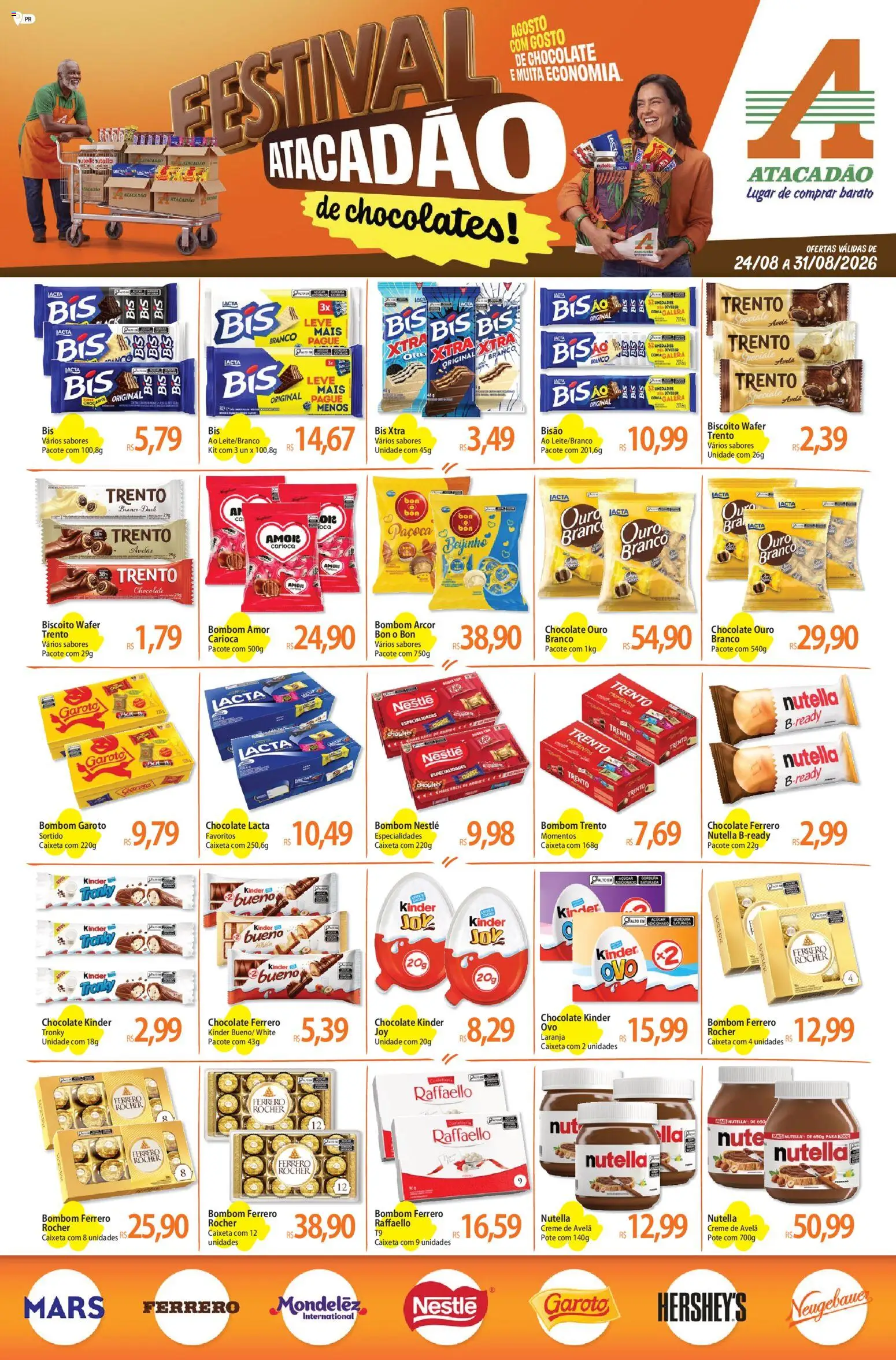 Pré-Visualização do folheto "Atacadão ofertas - PR" da loja Atacadão válido a partir de 24/08/2026 - Chocolate, Ferrero Rocher, Nutella, Creme, Paçoca, Avelã, Creme de avelã, Especialidades