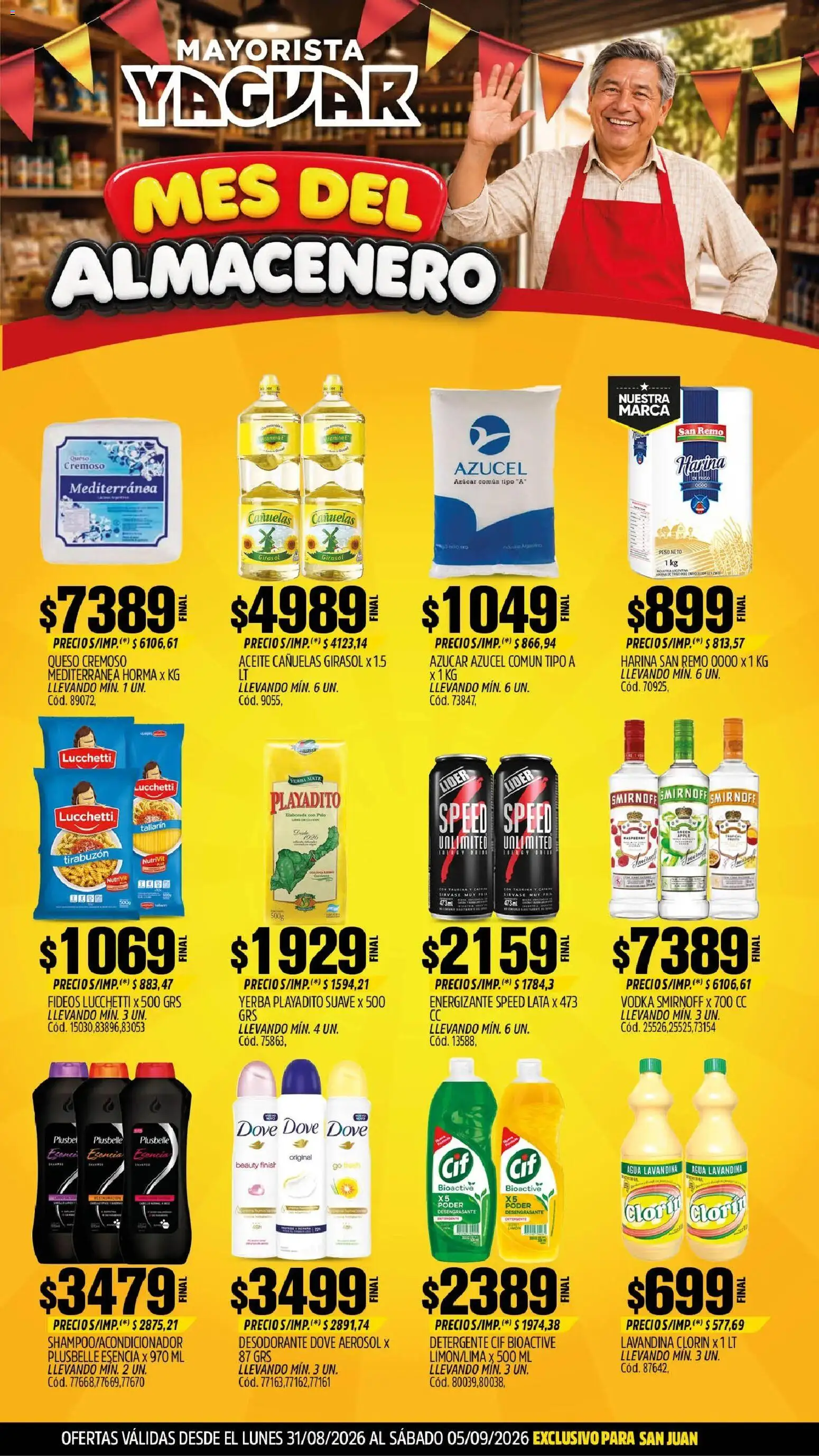 Vista previa del folleto de la tienda Yaguar válido desde el 31/08/2026 - Mate, Agua, Peso, Carne, Aceite, Harina, Lavandina, Detergente