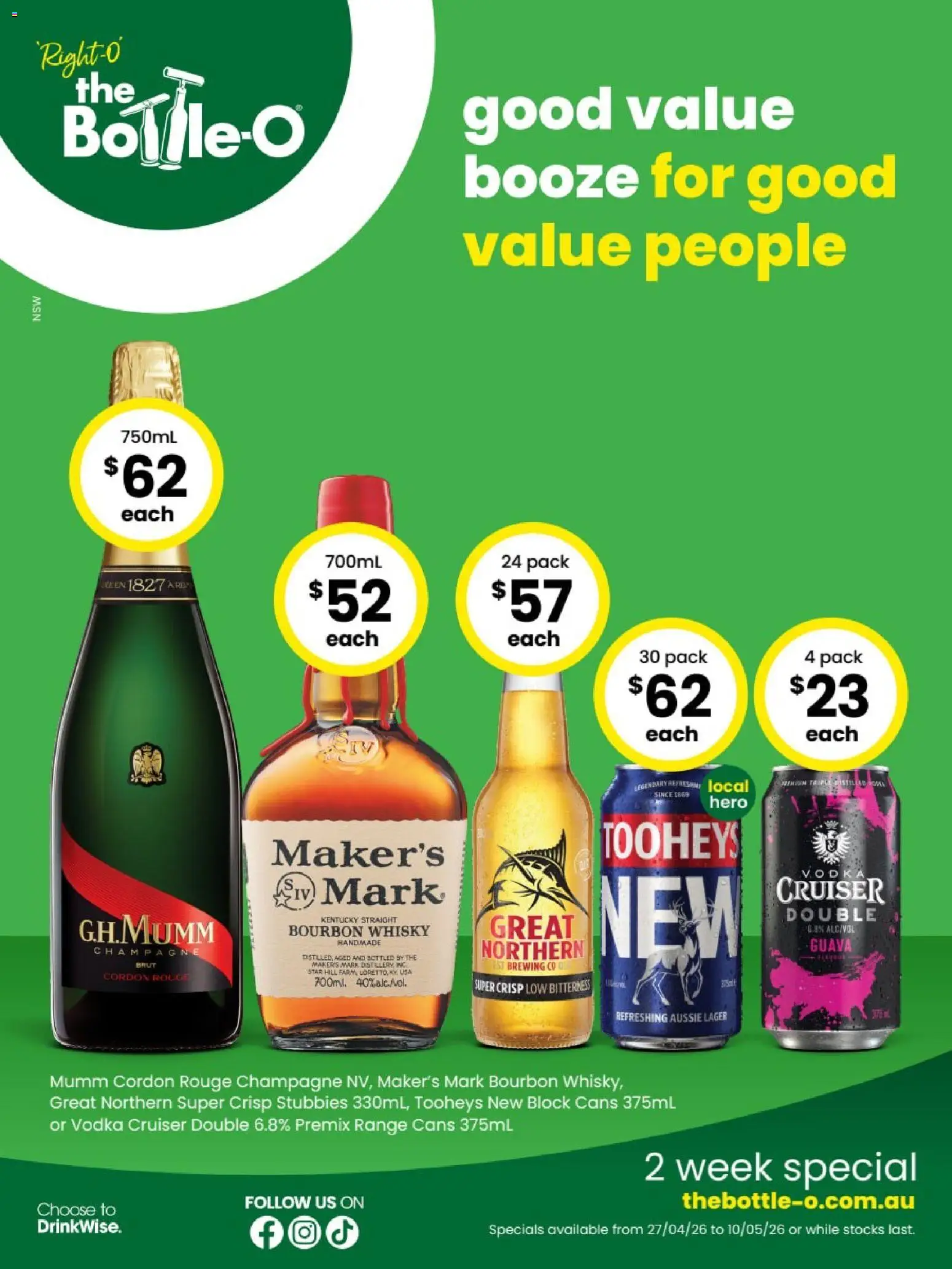 Preview of catalogue The Bottle-O catalogue CANBERRA from shop The Bottle-O valid 27/04/2026 - Champagne, Handmade, Bourbon, Vodka