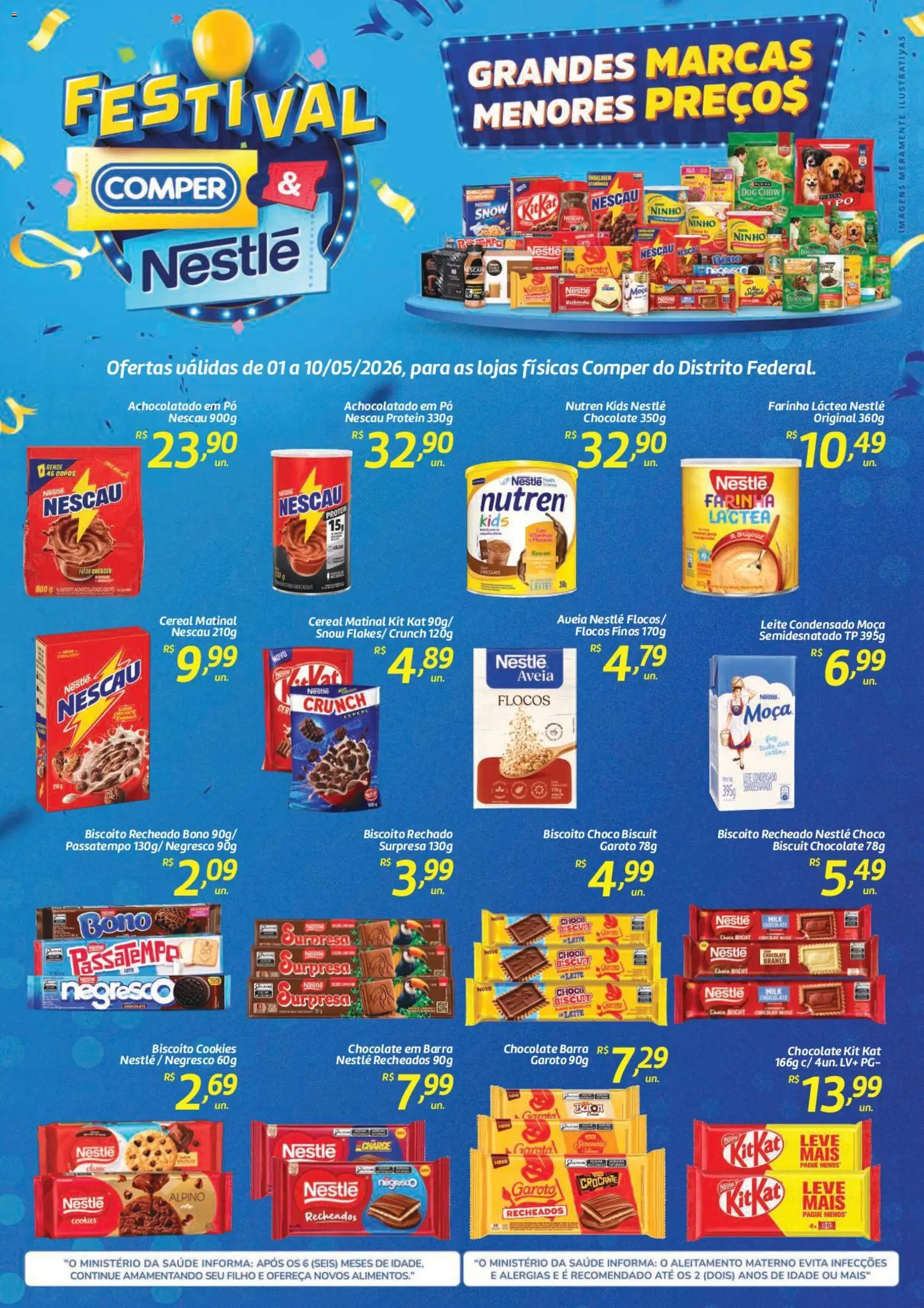 Pré-Visualização do folheto "Comper ofertas Nestlé " da loja Comper válido a partir de 01/05/2026 - Chocolate, Cookies, Biscoito, Leite, Kit Kat, Copos, Farinha, Achocolatado