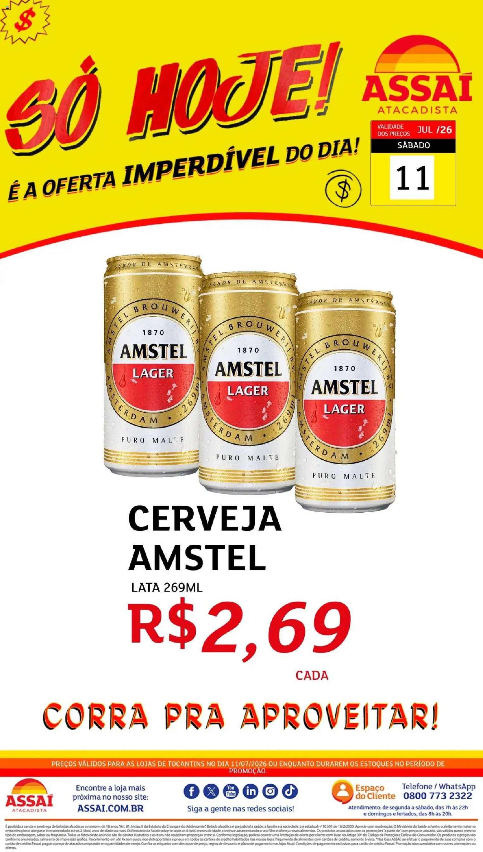 Pré-Visualização do folheto "Assaí Atacadista ofertas - TO" da loja Assaí Atacadista válido a partir de 11/07/2026 - Telefone, Cerveja, Bebidas, Pneus, Base, Bebida, Alimentos