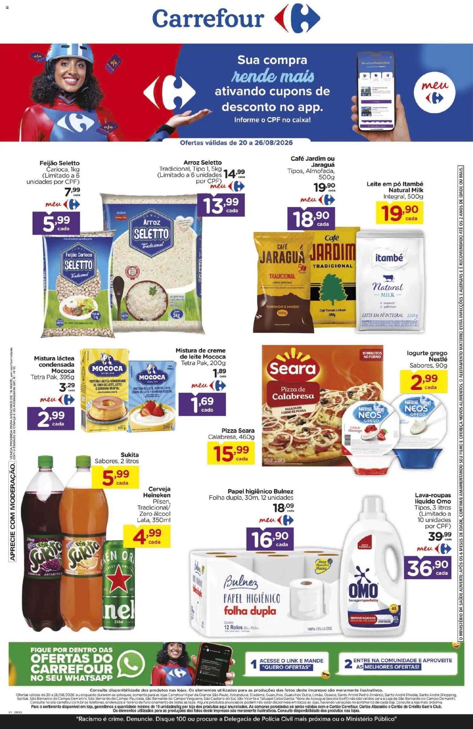 Pré-Visualização do folheto "Carrefour - Ofertas da semana" da loja Carrefour válido a partir de 20/08/2026 - Café, Pizza, Heineken, Cerveja, Piso, Creme de leite, Creme, Forno