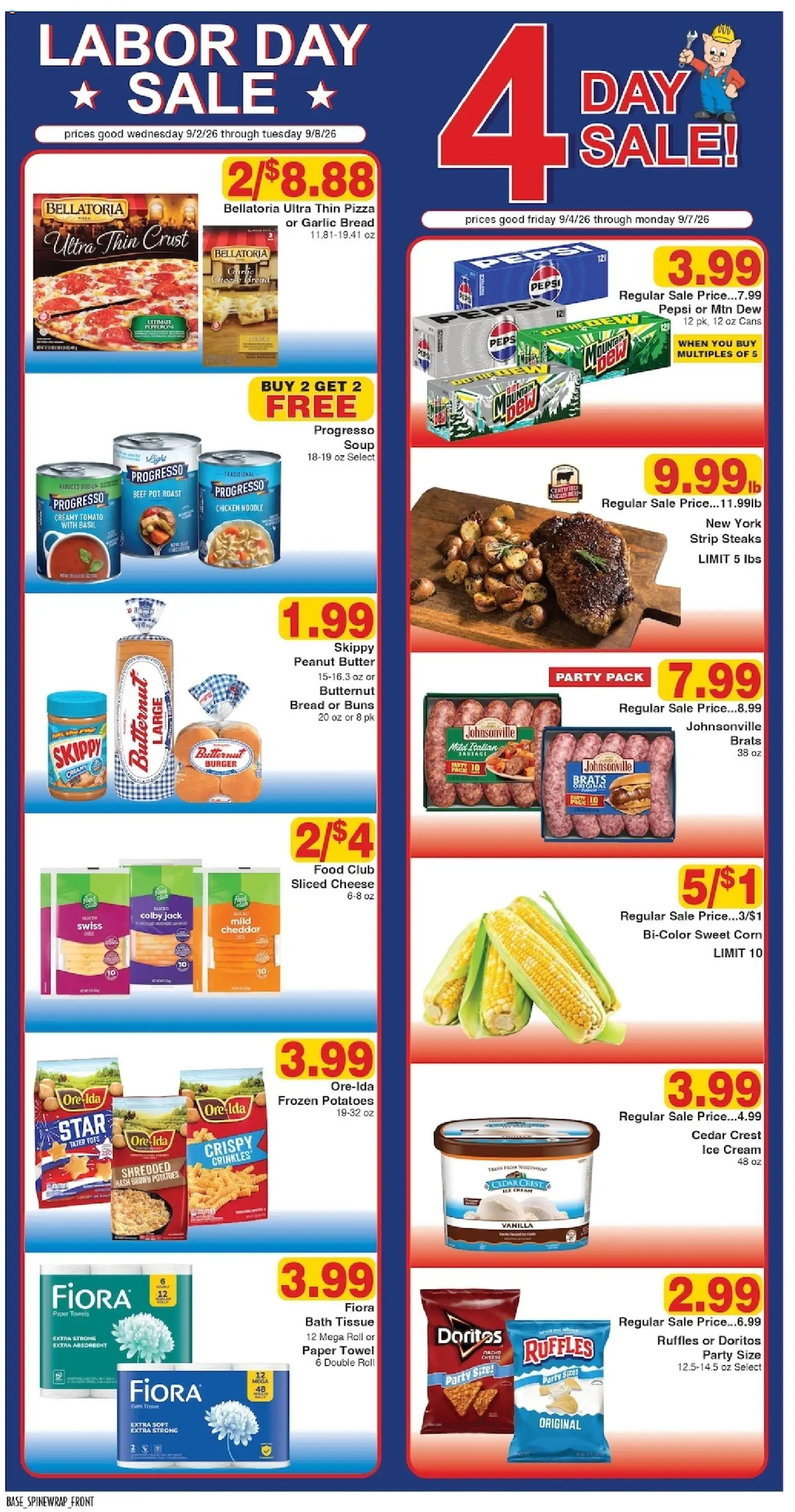 Ad Preview of Piggly Wiggly Piggly Wiggly Weekly Ad from 09/02/2026 - Ice cream, Cheese, Corn, Beef, Peanut butter, Bath, Cream, Garlic