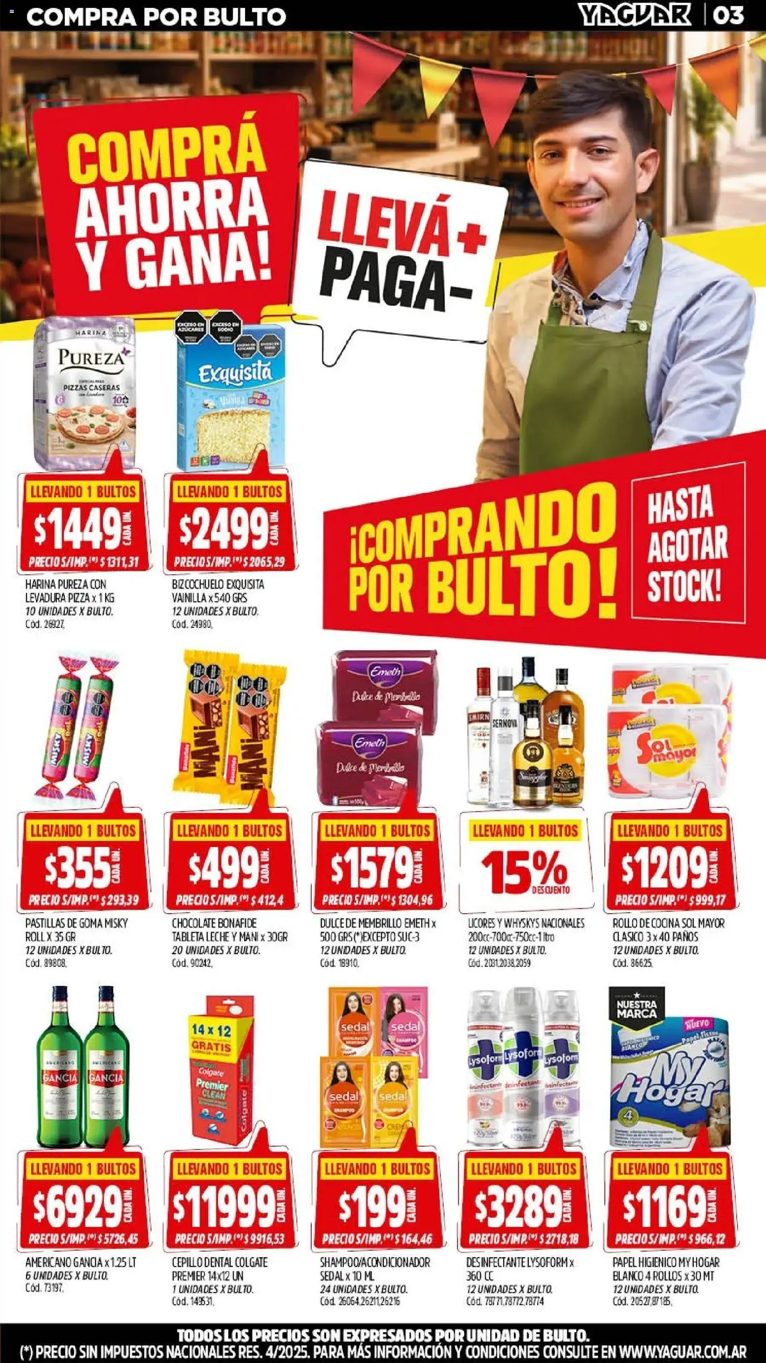 Vista previa del folleto de la tienda Yaguar válido desde el 28/09/2026 - Pizza, Chocolate, Vainilla, Levadura, Papel higiénico, Mani, Cepillo, Dulce