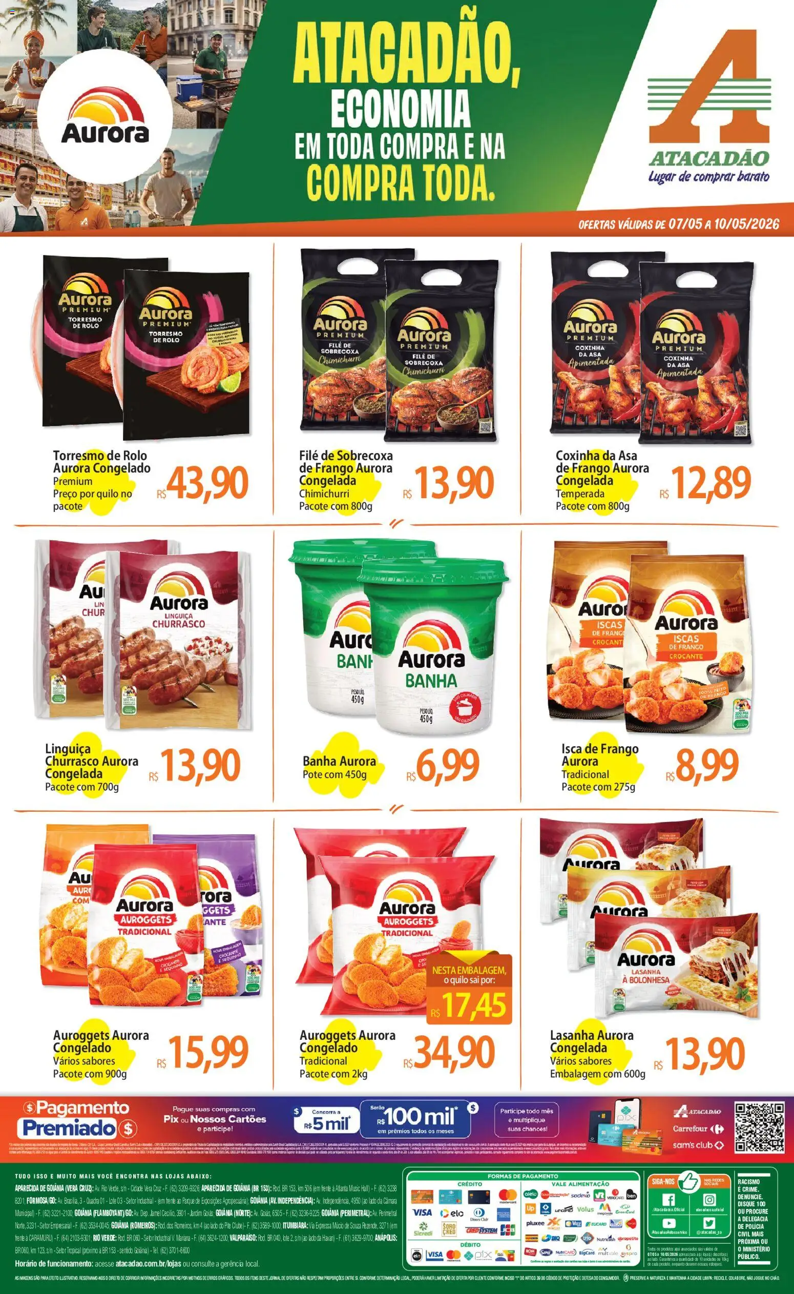 Pré-Visualização do folheto "Atacadão ofertas - GO" da loja Atacadão válido a partir de 07/05/2026 - Churrasqueira, Lasanha, Frango, Linguiça, Rolo