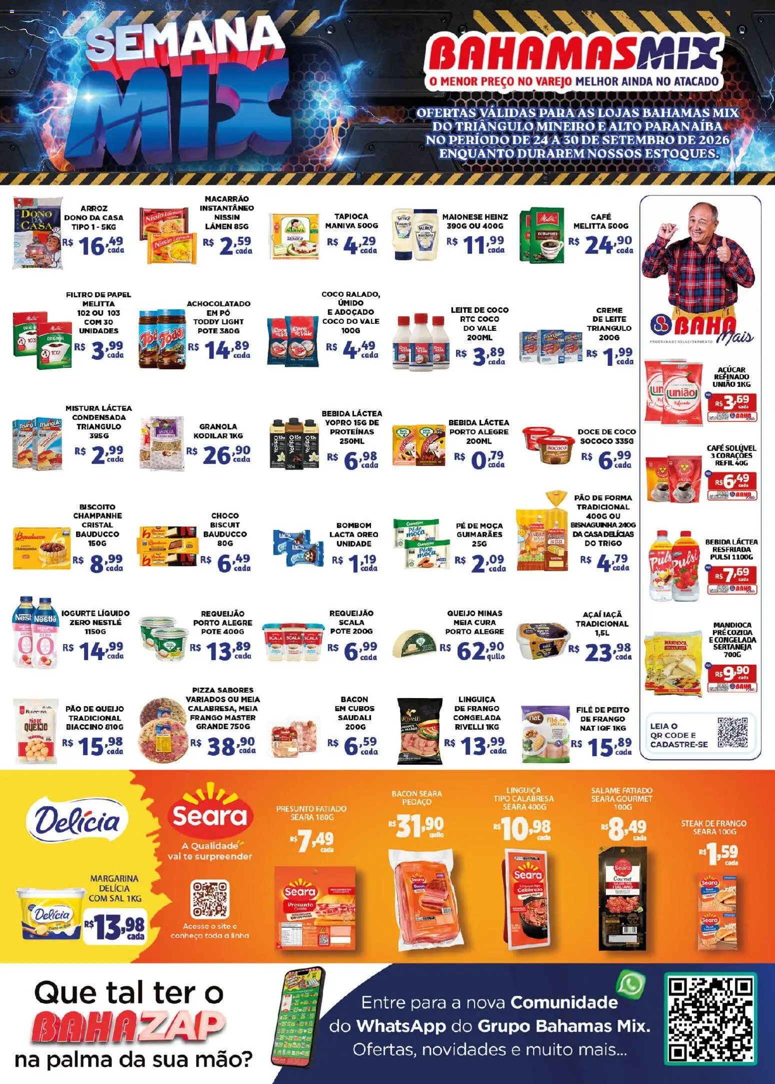Pré-Visualização do folheto "Bahamas Mix - Ofertas da semana" da loja Bahamas Mix válido a partir de 24/09/2026 - Pá, Iogurte, Bebida, Leite, Doce, Margarina, Steak, Café solúvel