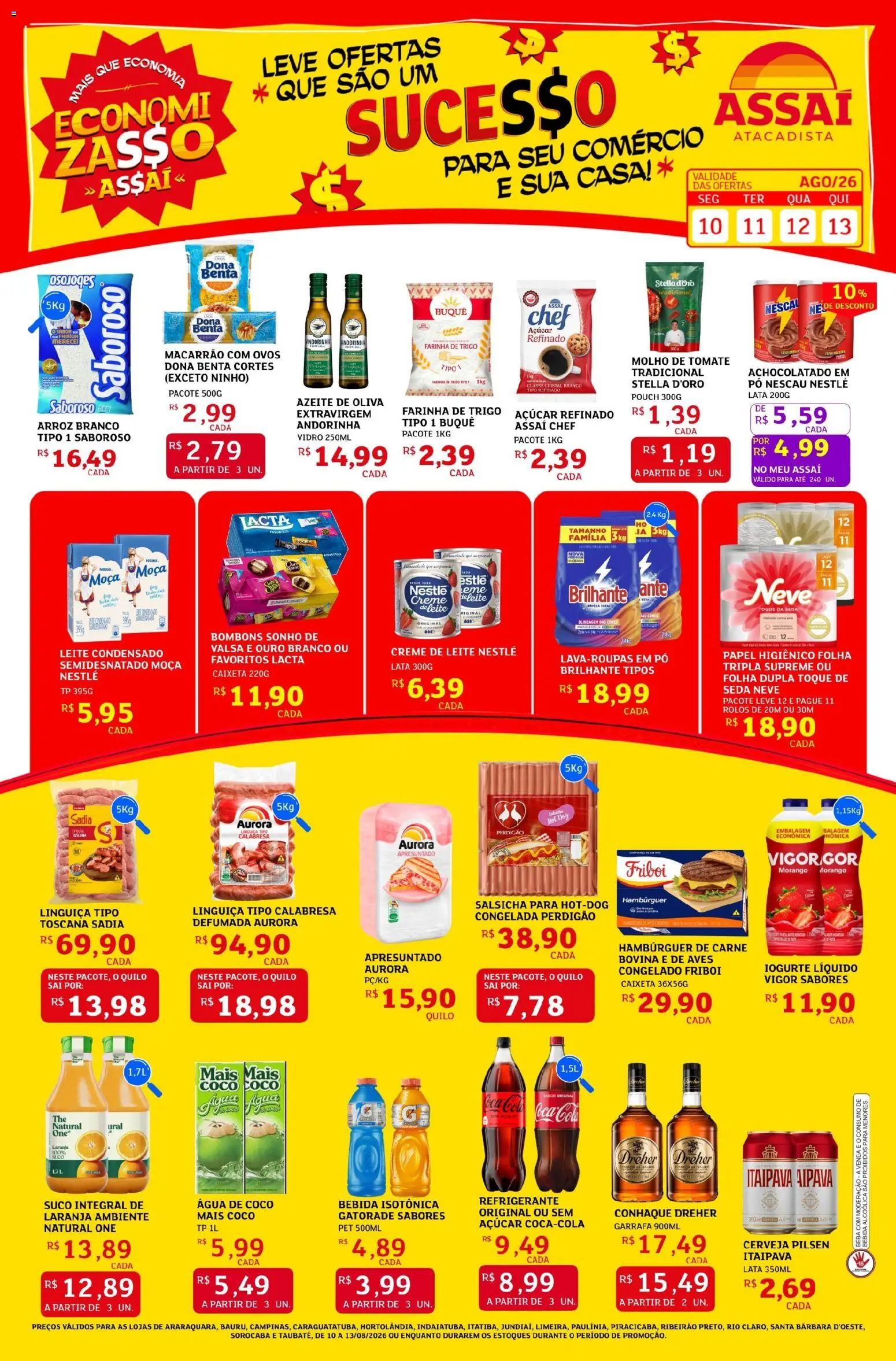 Pré-Visualização do folheto "Assaí Atacadista ofertas - SP" da loja Assaí Atacadista válido a partir de 10/08/2026 - Coco, Água de coco, Iogurte, Ovos, Tomate, Suco, Refrigerante, Farinha