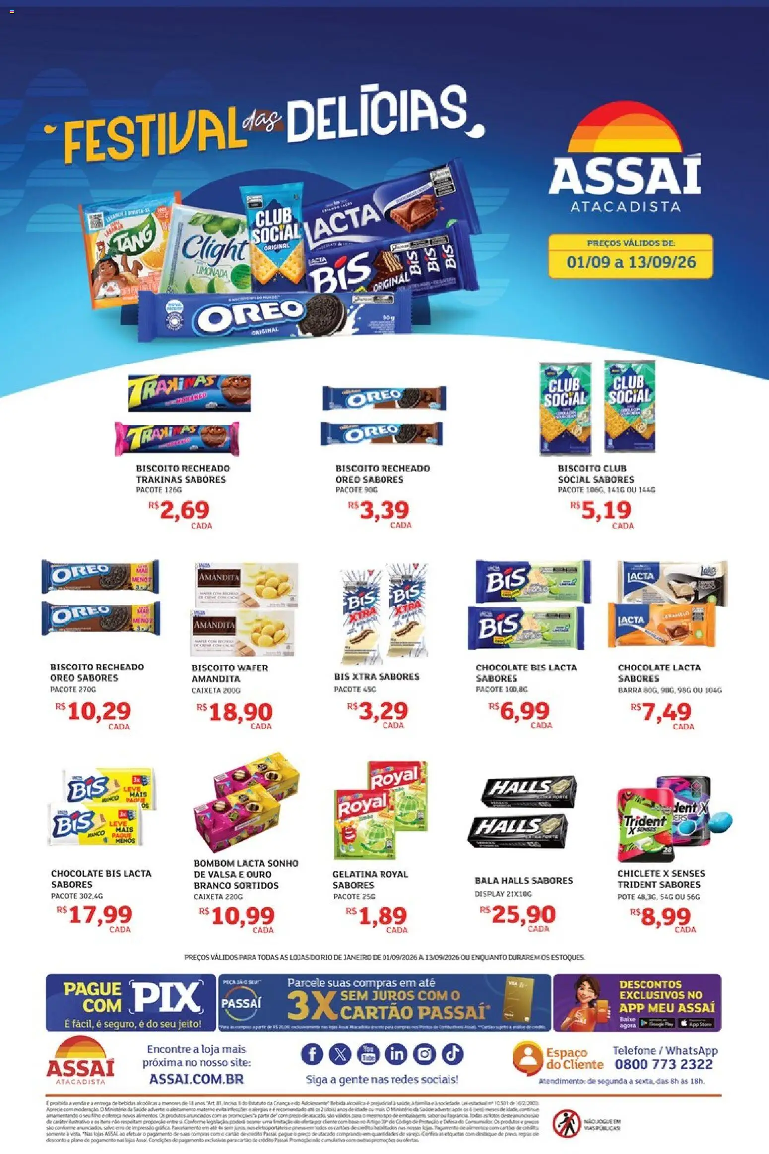 Pré-Visualização do folheto "Assaí Atacadista ofertas - RJ" da loja Assaí Atacadista válido a partir de 01/09/2026 - Telefone, Chocolate, Sonho, Bombom, Gelatina, Bala, Chiclete, Biscoito recheado