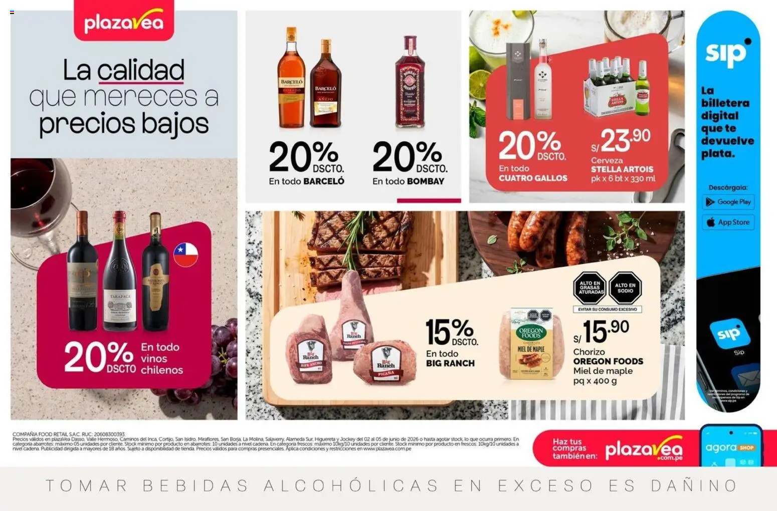 Vista previa de Plaza Vea - AVISO BOMBA CLU A1 de la tienda Plaza Vea válido desde 02/06/2026 - Té, Cerveza, Billetera, Bebidas