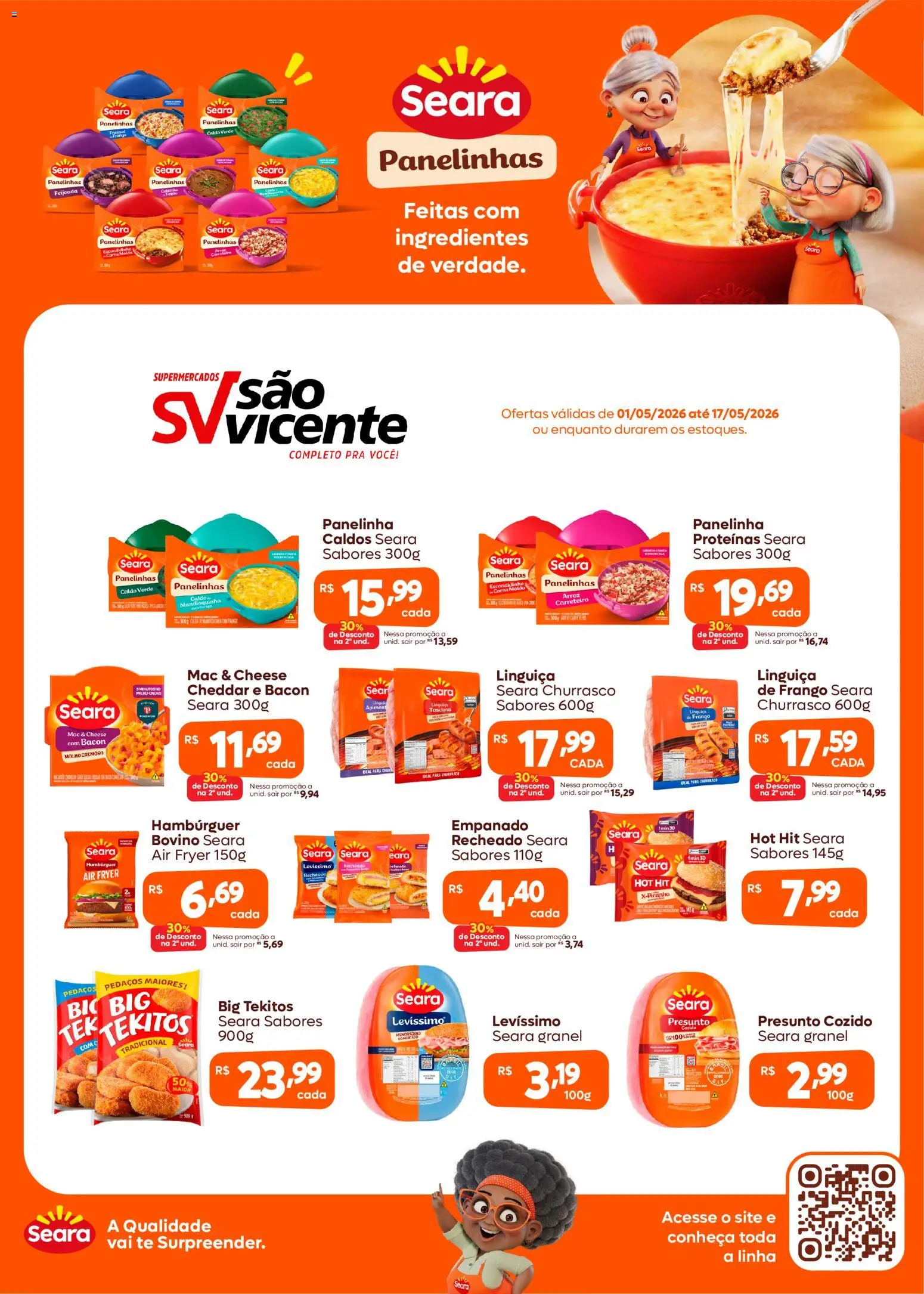 Pré-Visualização do folheto "Supermercados São Vicente ofertas Seara" da loja Supermercados São Vicente válido a partir de 01/05/2026