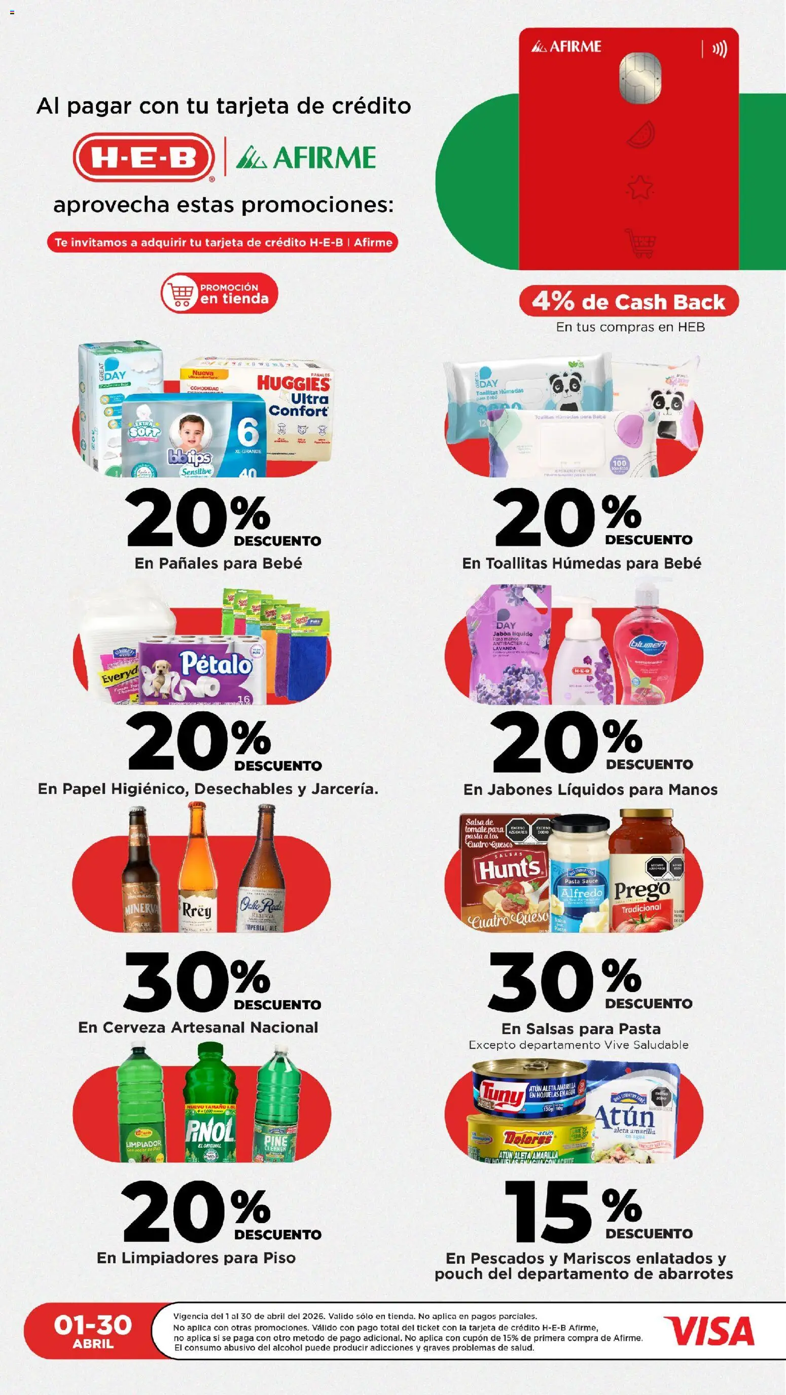Vista previa las ofertas de la tienda H-E-B - H-E-B folleto desde el 03/04/2026 - Mariscos, Agua, Alcohol, Pasta, Pescados, Toallitas húmedas, Salsas, Jabón líquido