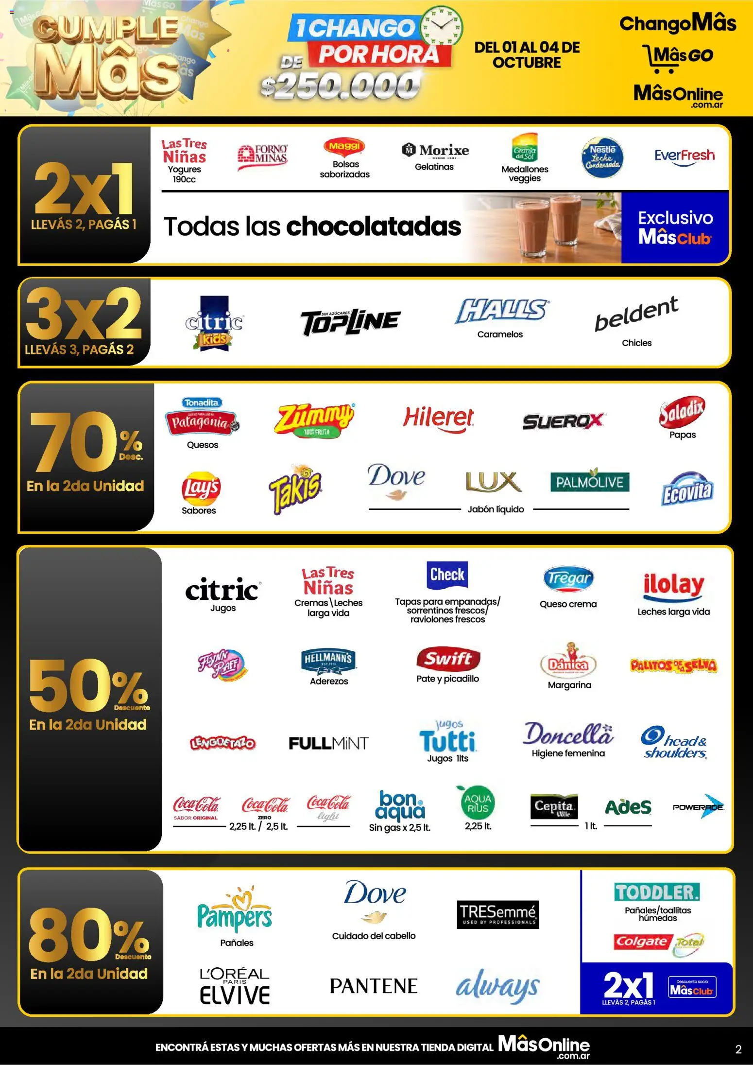 Vista previa del folleto de la tienda Changomas válido desde el 01/10/2026 - Papas, Queso, Queso crema, Pañales, Crema, Margarina, Paté, Picadillo