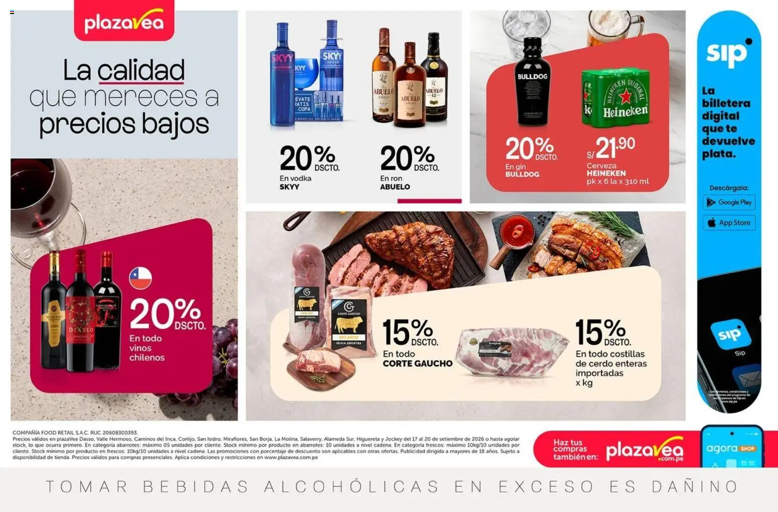 Vista previa de Catálogo Plaza Vea - AVISO TIENDAS SELECCIONADAS 3 de la tienda Plaza Vea válido desde 17/09/2026 - Té, Cerveza, Cerdo, Ron, Vodka, Billetera, Bebidas